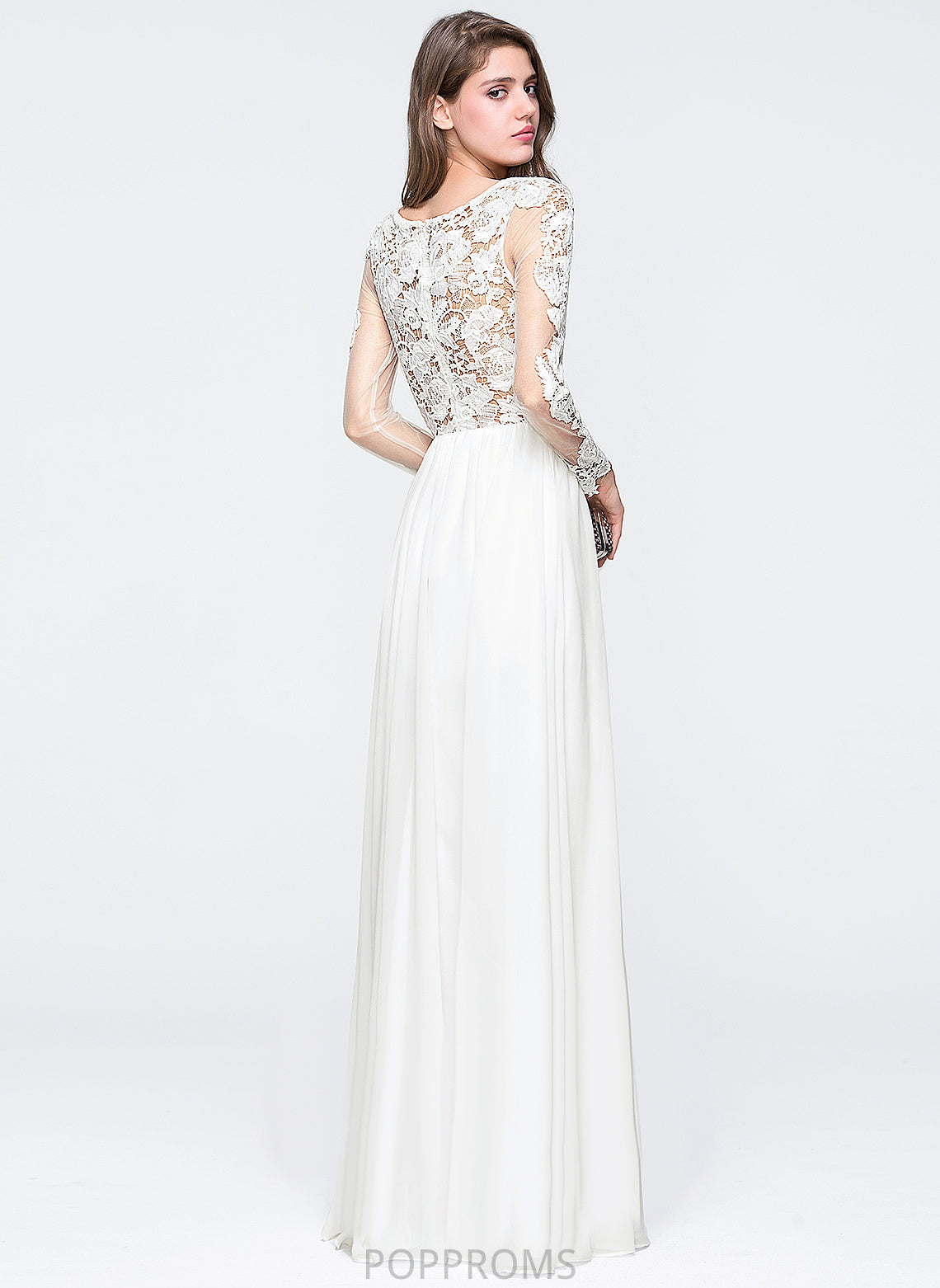 Prom Dresses Floor-Length Iliana A-Line Lace Chiffon Sweetheart