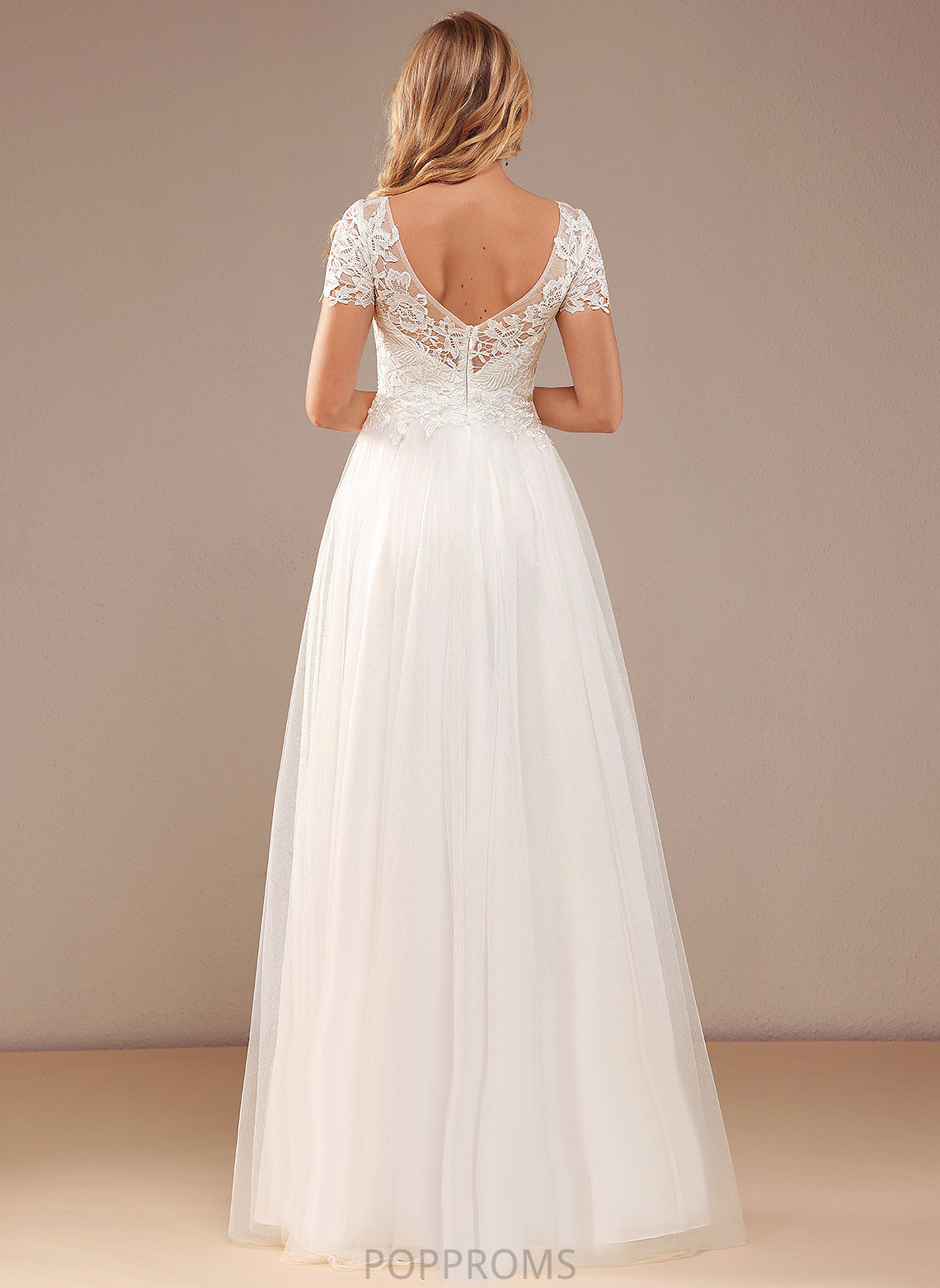 Wedding Lace Floor-Length Wedding Dresses Tulle Scoop Lace Neck Keely With Dress A-Line