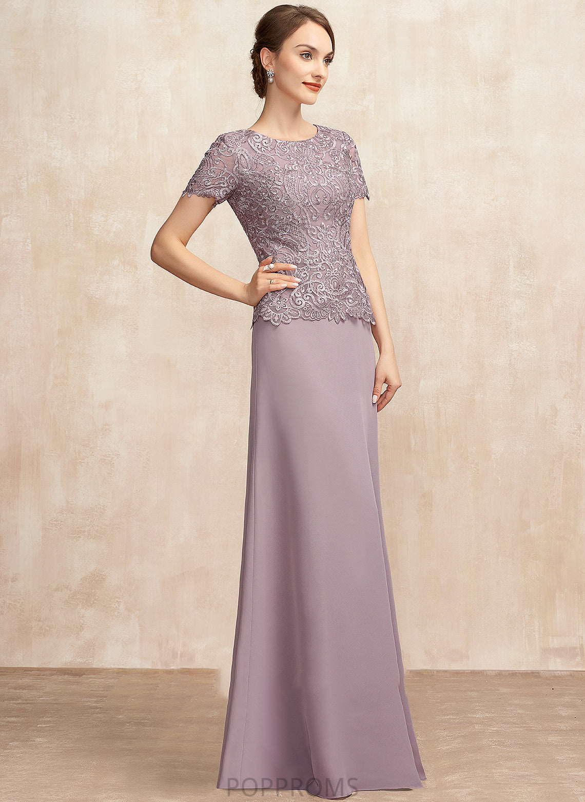 Lace Floor-Length Mother Scoop Dress Neck Lilah the Chiffon Bride A-Line of Mother of the Bride Dresses