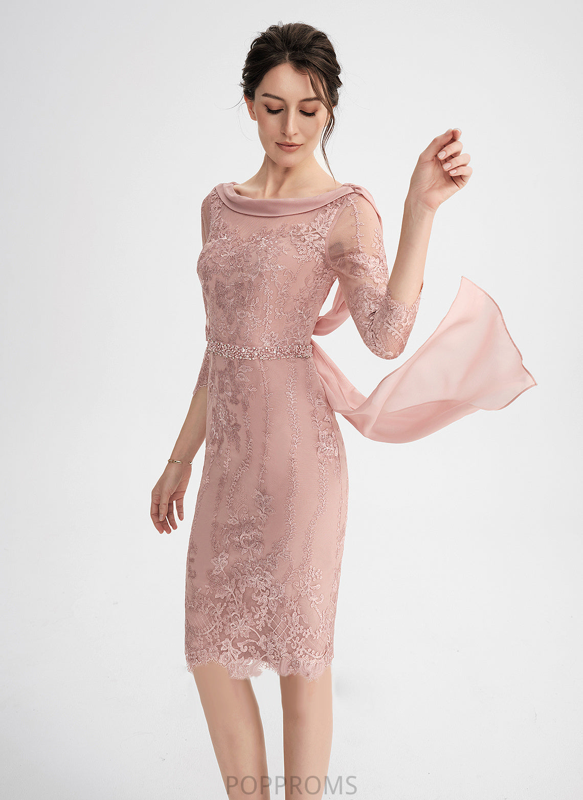 Neck Cocktail Sequins Dress Scoop Ally Sheath/Column Knee-Length Lace Beading Cocktail Dresses With