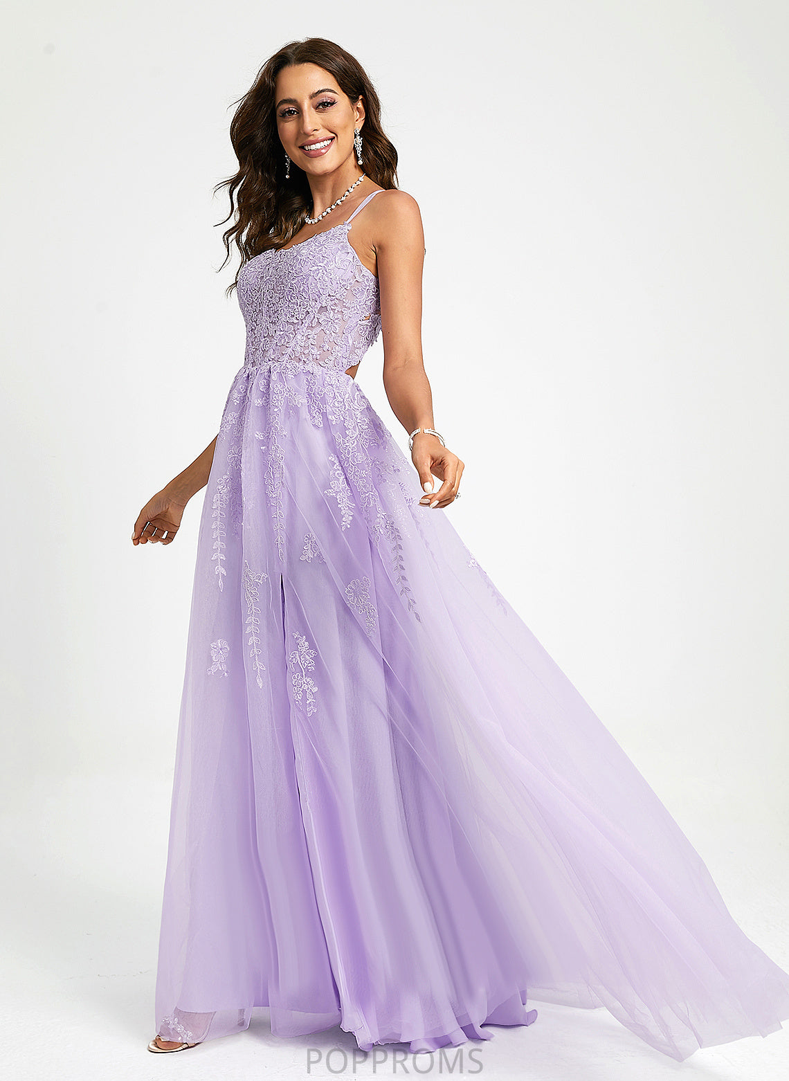 With Sweep Tulle Lace Train Lydia Prom Dresses Sequins Ball-Gown/Princess Scoop