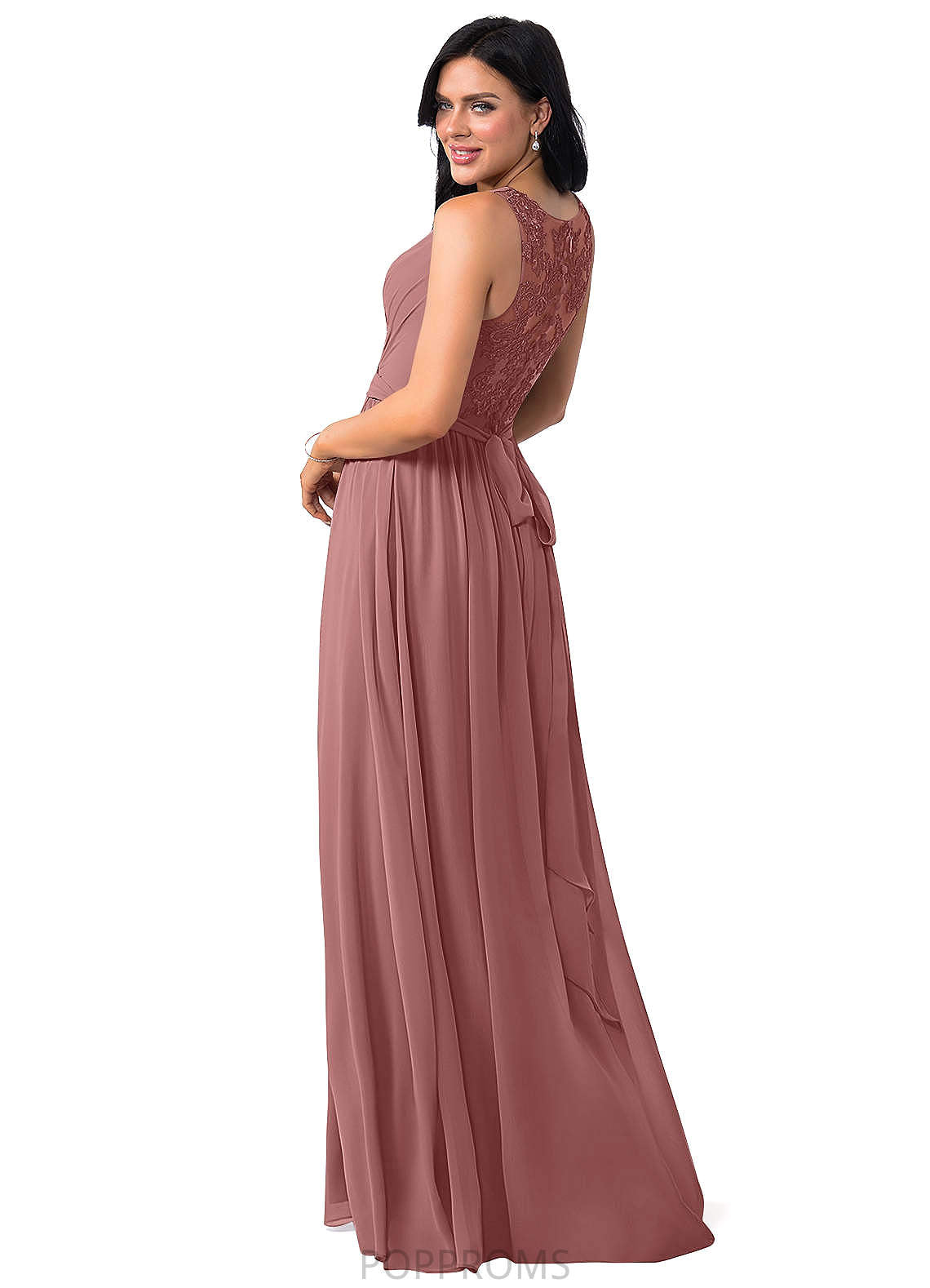 Yasmine V-Neck A-Line/Princess Natural Waist Sleeveless Floor Length Bridesmaid Dresses