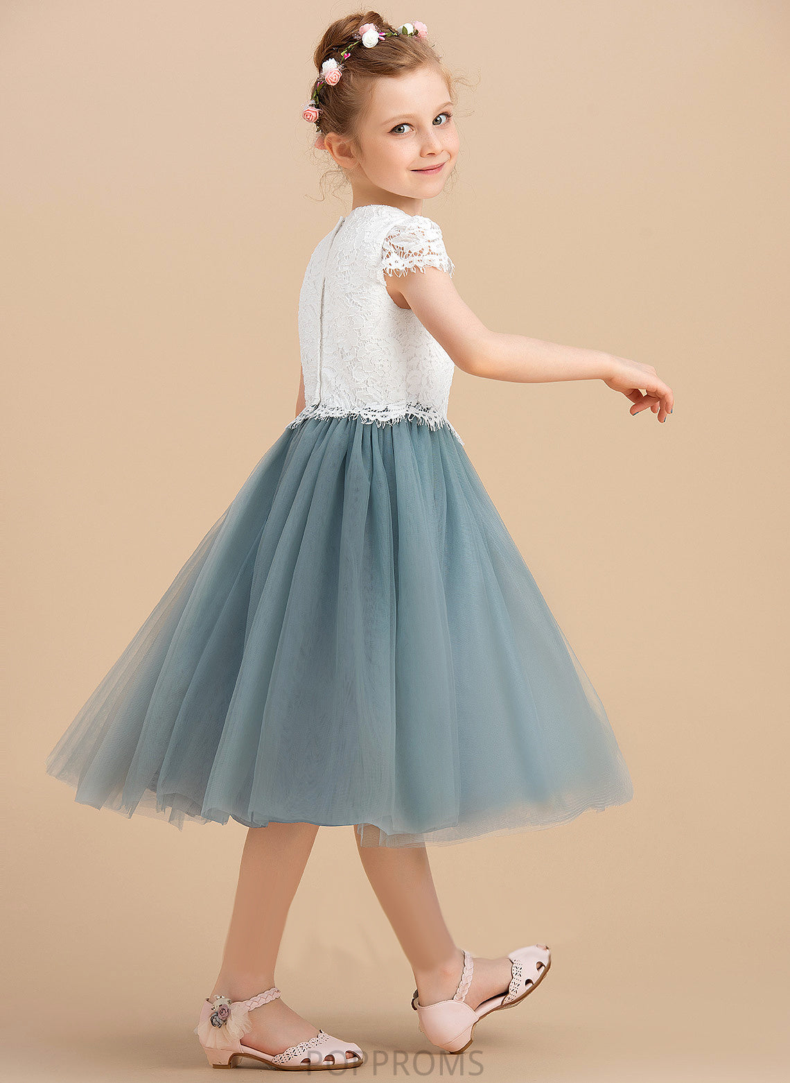 A-Line Dress Neck Tea-length Scoop Flower Girl Dresses Mia Tulle/Lace Girl Flower - Sleeveless