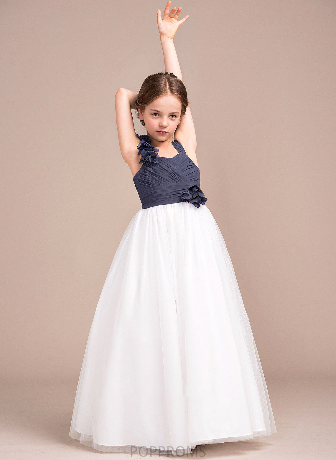 With Tulle Floor-Length Flower(s) Chiffon Junior Bridesmaid Dresses Sweetheart A-Line Ruffle Mina