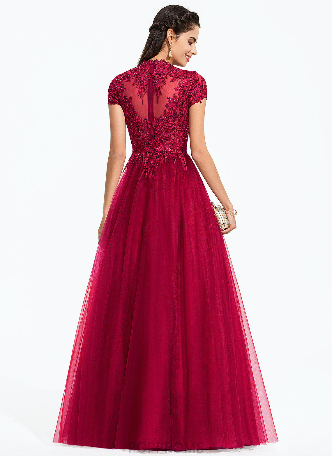 With Scoop Floor-Length Neck Madalyn Prom Dresses Tulle Sequins Ball-Gown/Princess