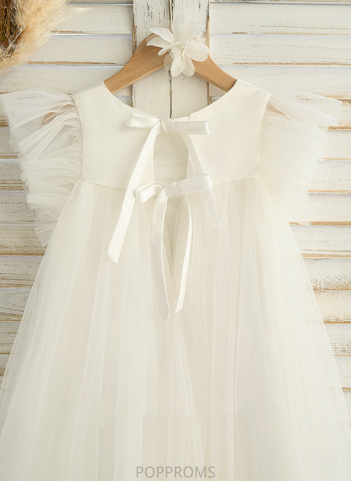 Neck Flower Knee-length Satin/Tulle - Sleeveless Maureen Girl Ruffles With Dress A-Line Flower Girl Dresses Scoop