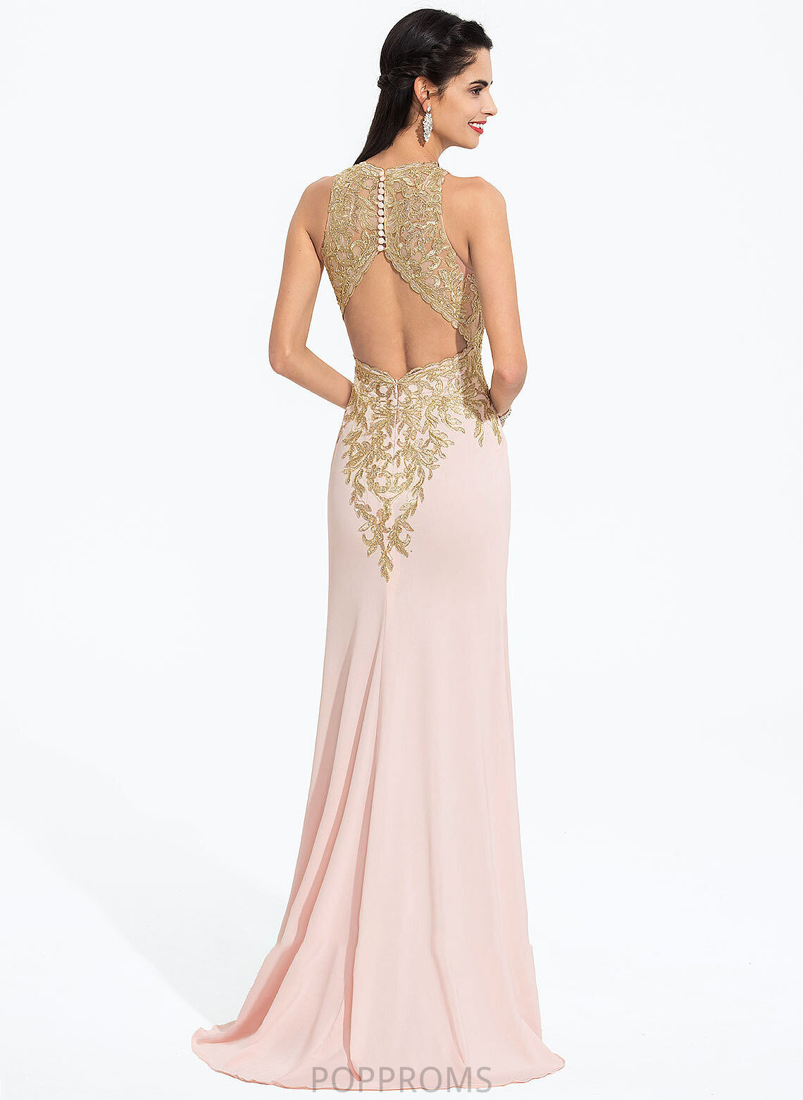 Lace Neck Train Sequins Sweep With Prom Dresses Scoop Harper Jersey Sheath/Column