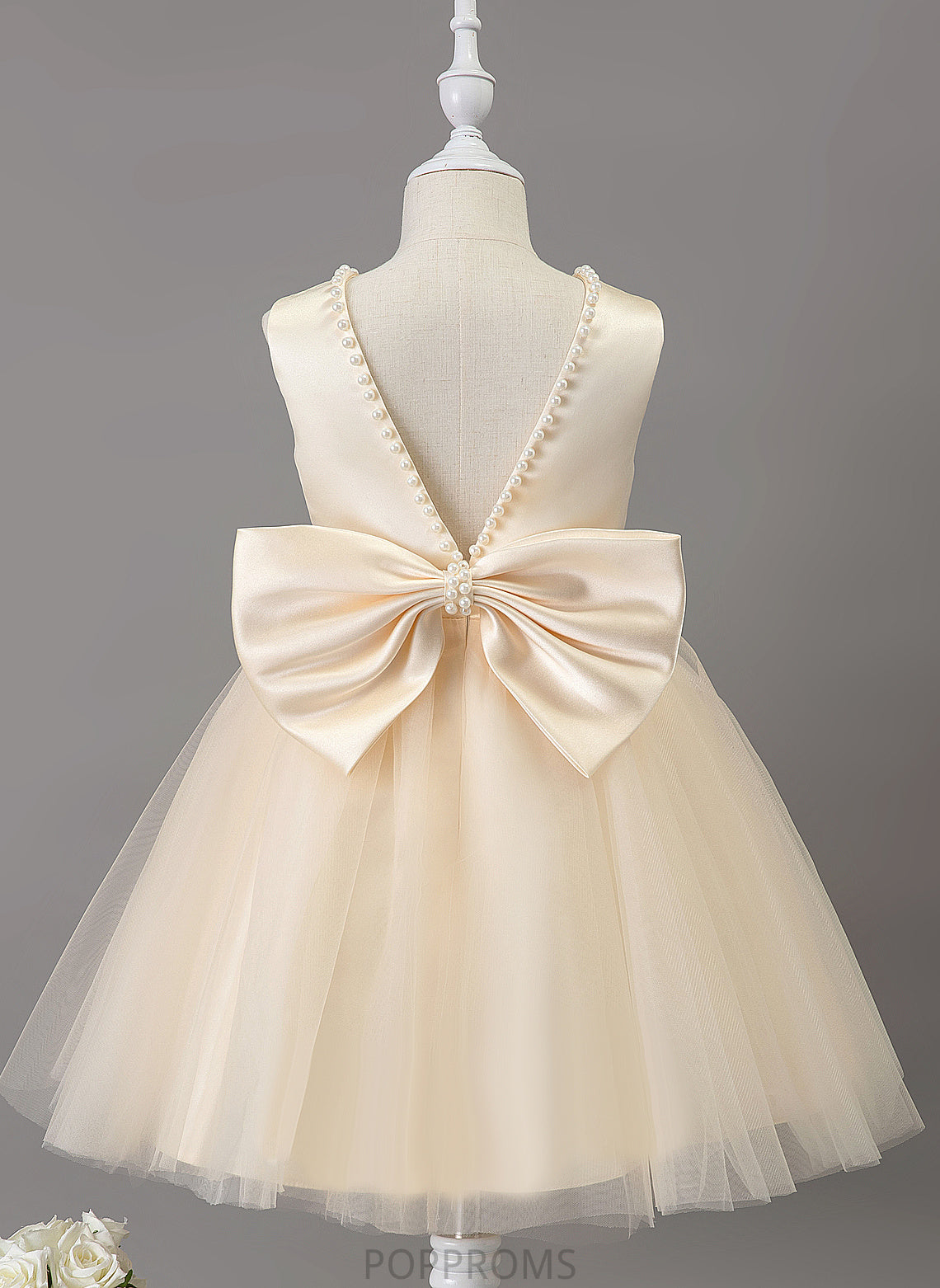 Satin/Tulle With A-Line Jaida Beading - Dress Girl Sleeveless Knee-length Scoop Neck Flower Flower Girl Dresses