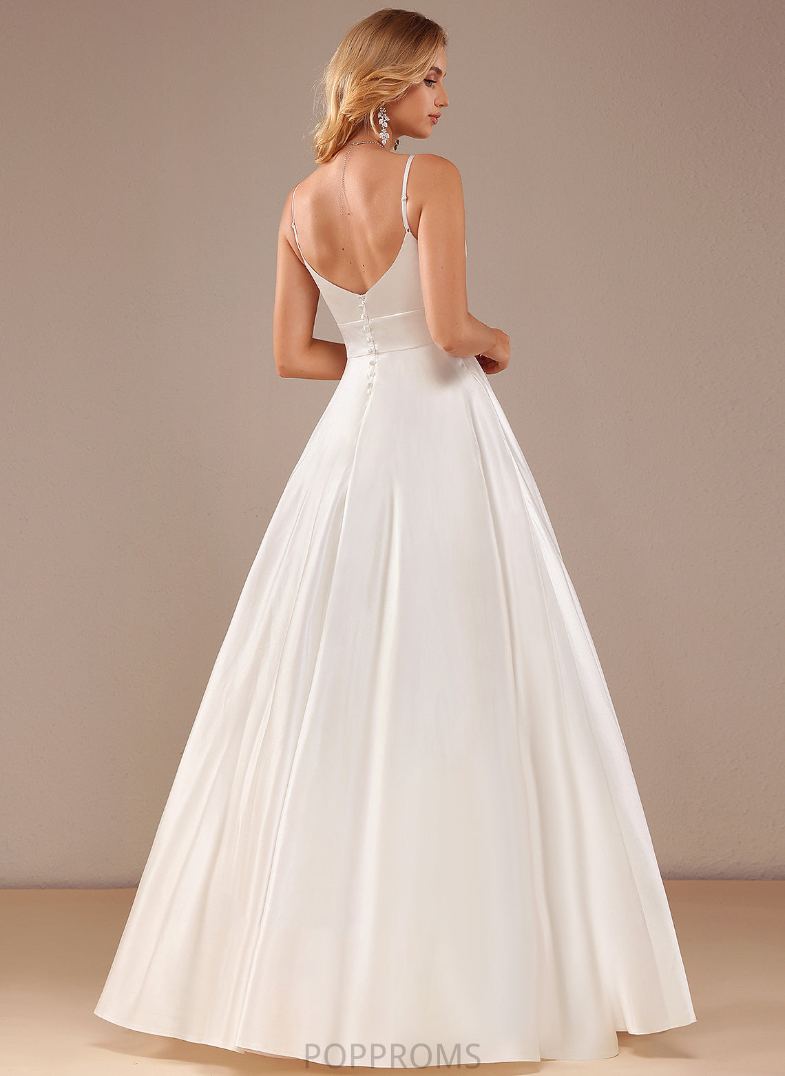 V-neck Satin Dress Floor-Length Wedding Dresses Wedding Priscilla Ball-Gown/Princess