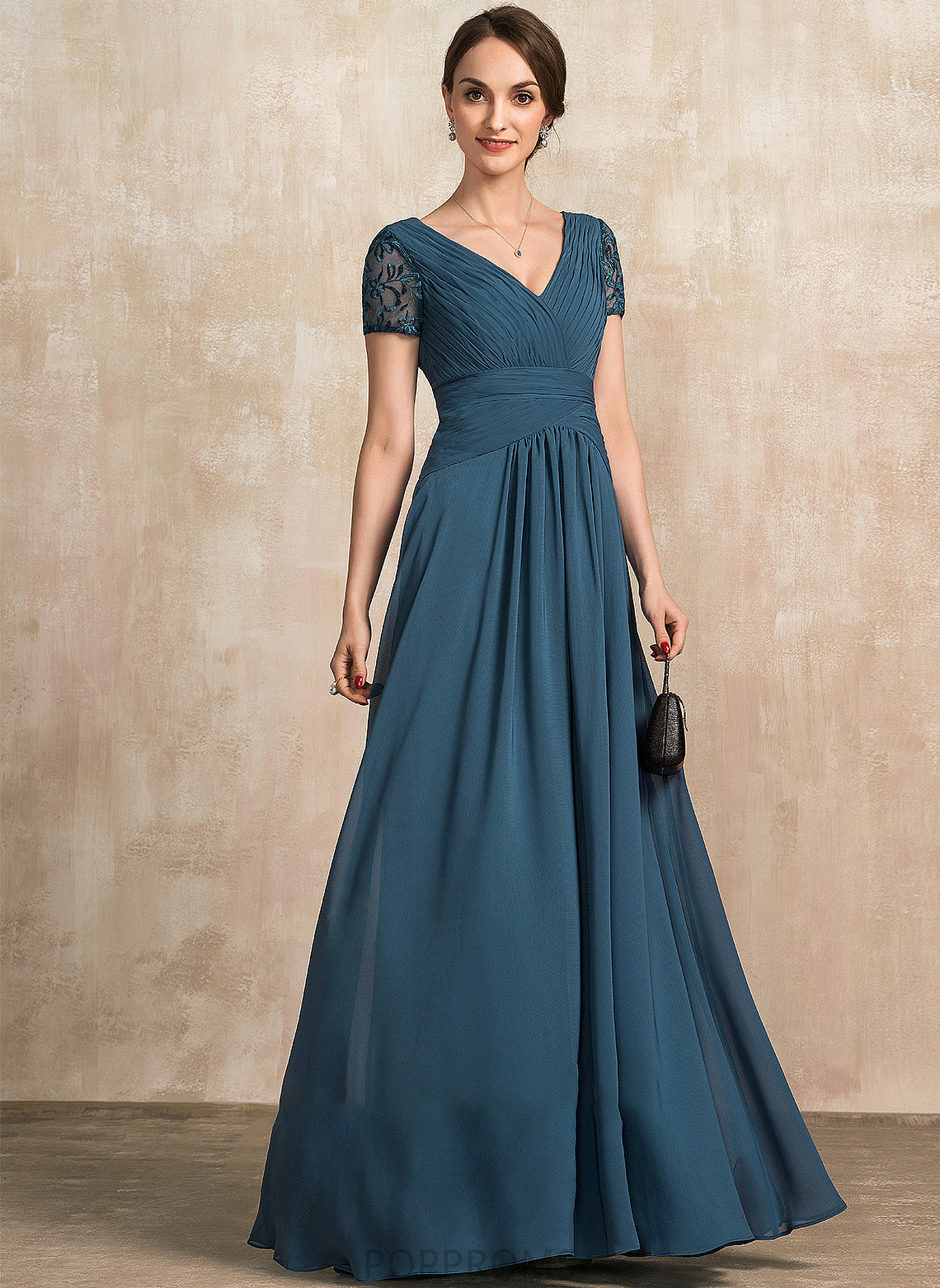 With Bride the Mother Dress Chiffon V-neck of Mother of the Bride Dresses Floor-Length Kate Lace A-Line