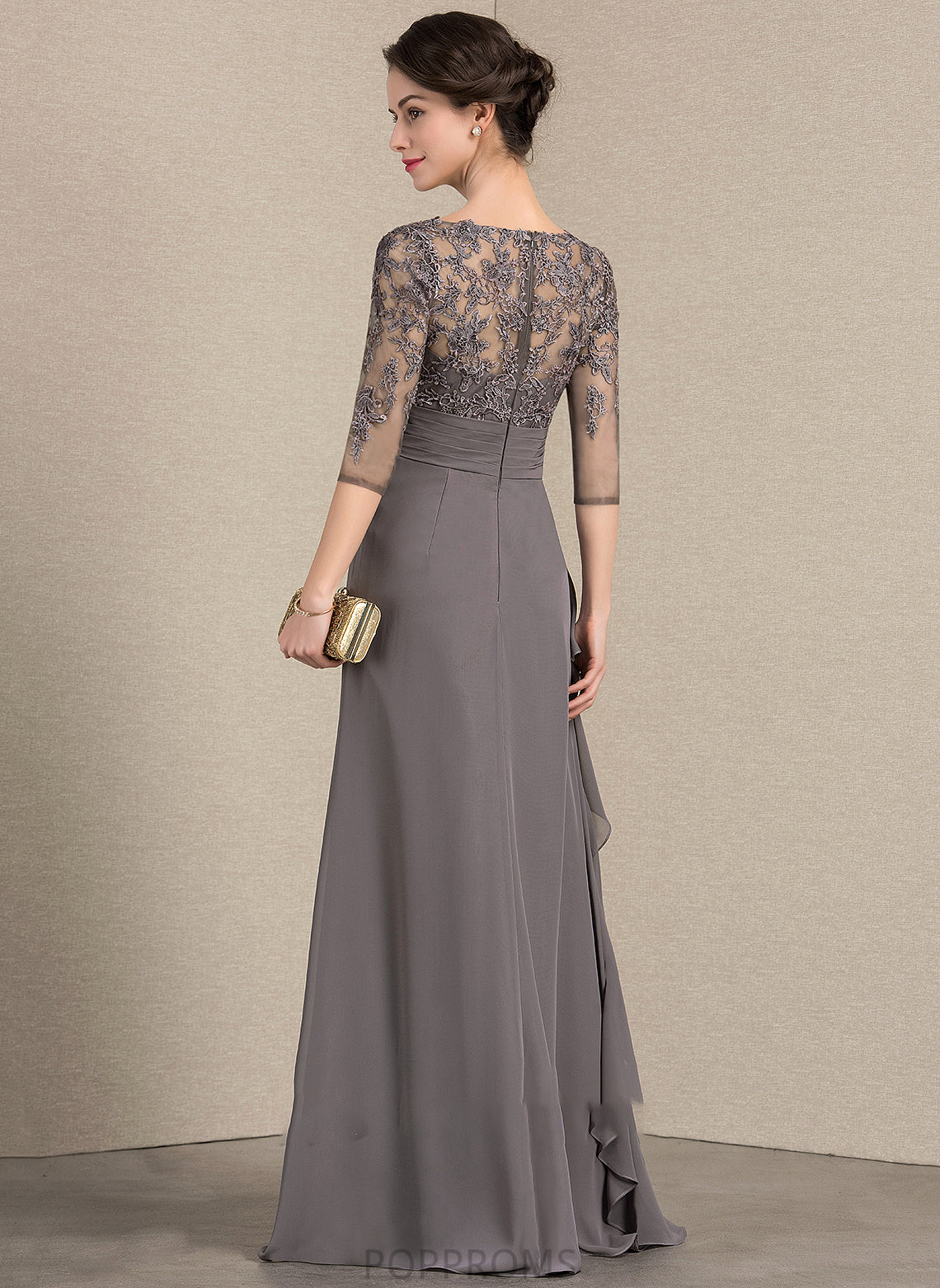 Chiffon Mother of the Bride Dresses Bride of V-neck Mother Floor-Length Lace With Sonia Cascading the Ruffles A-Line Dress