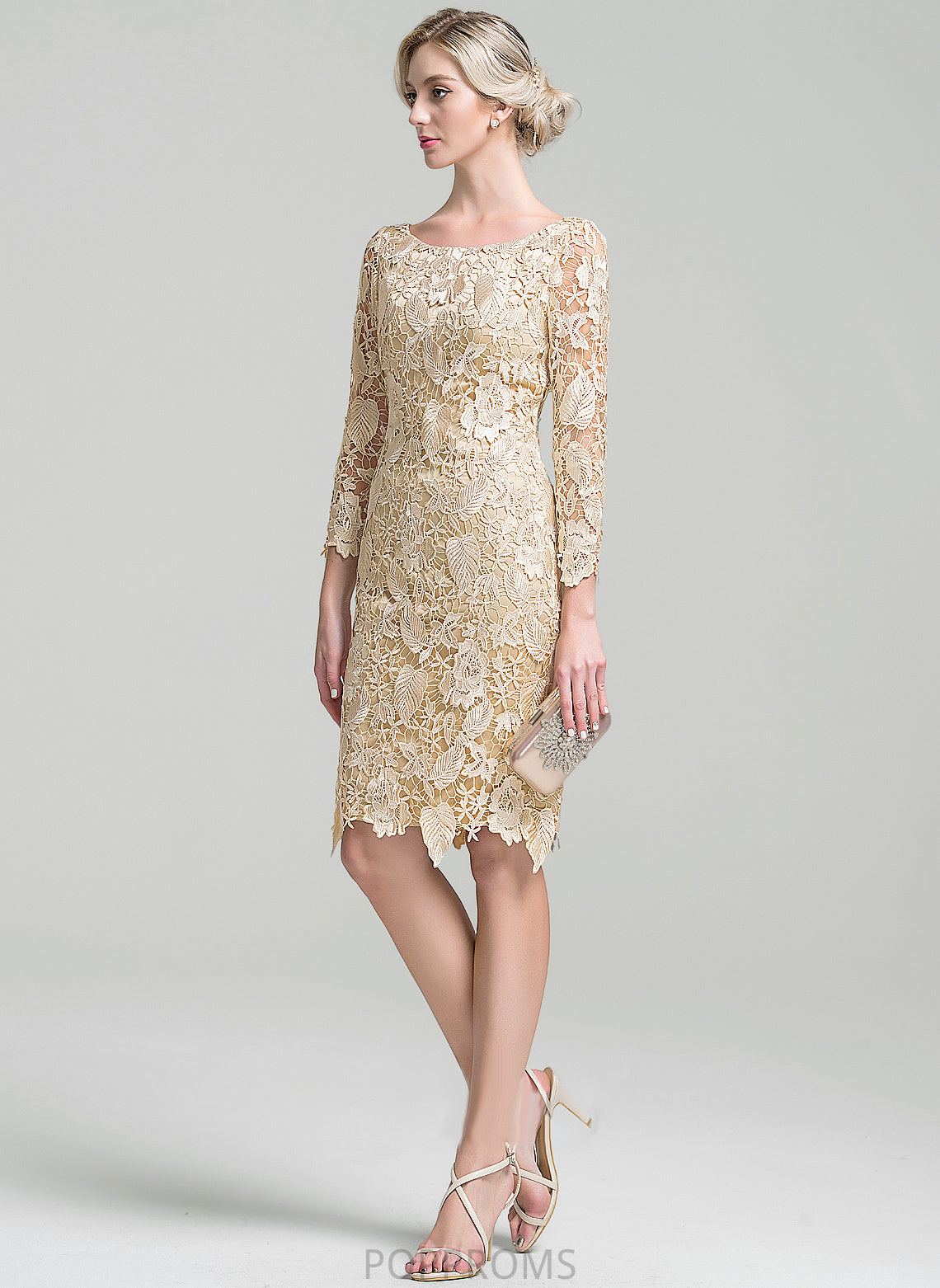 Dress the Knee-Length Mother Bride of Scoop Zaniyah Lace Mother of the Bride Dresses Sheath/Column Neck