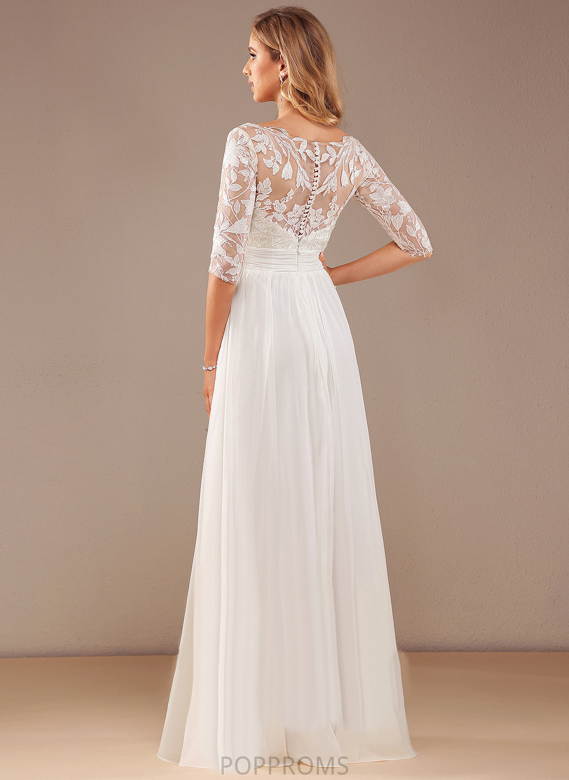 Dress Payton V-neck Wedding With Wedding Dresses Lace A-Line Ruffle Chiffon Sequins Floor-Length Lace