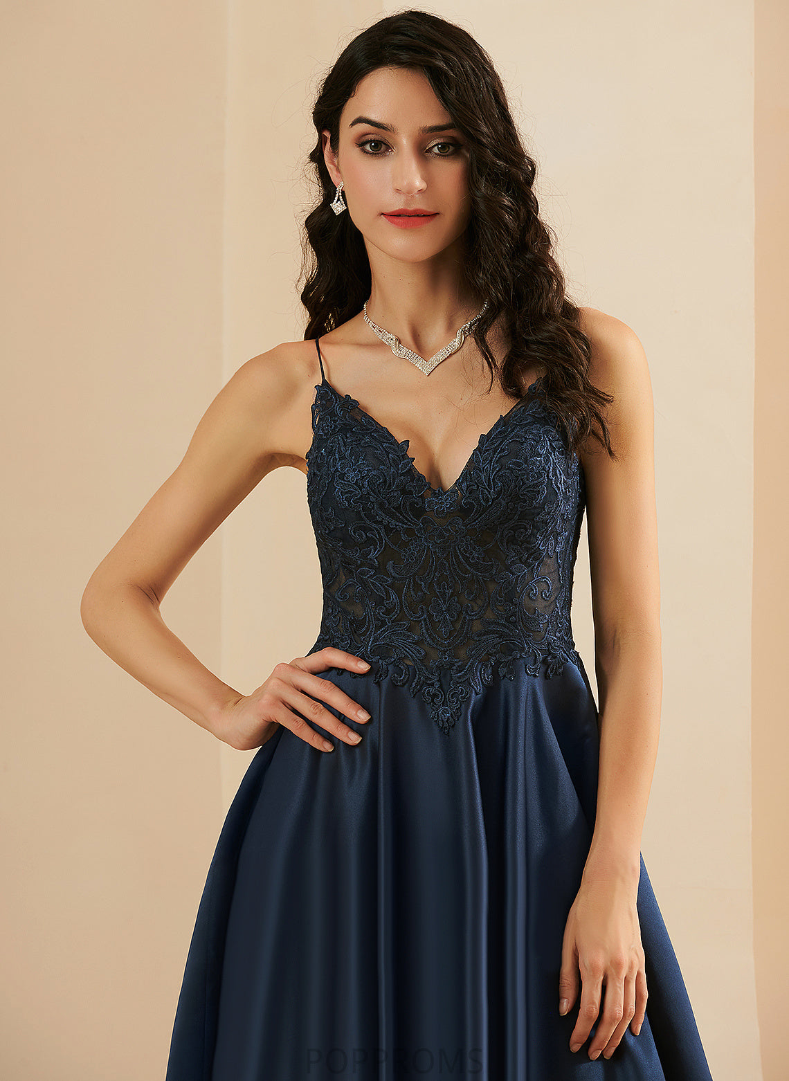 Prom Dresses Lace Floor-Length A-Line V-neck Tabitha