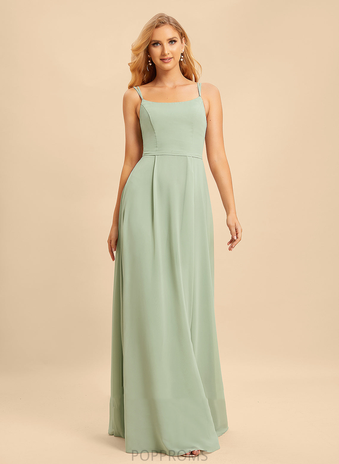 Fabric Floor-Length SplitFront SquareNeckline Embellishment Neckline Silhouette Length A-Line Jaylyn Sheath/Column V-Neck Bridesmaid Dresses