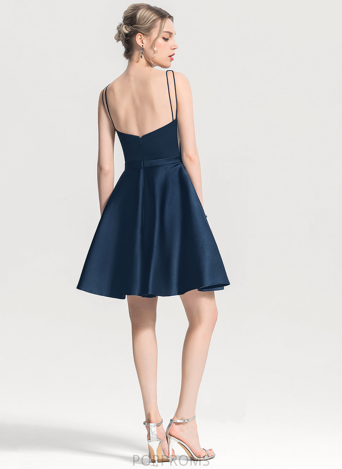 Satin Short/Mini A-Line Square Pockets Cocktail Dresses Raven Dress Neckline With Cocktail