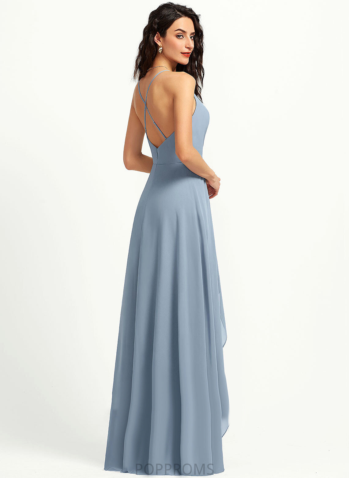 A-Line Cassidy Chiffon Asymmetrical Prom Dresses V-neck