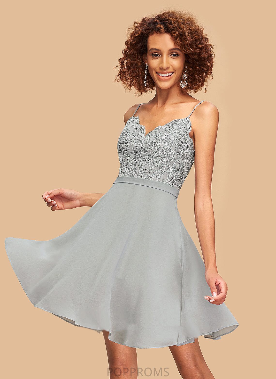 Homecoming V-neck Chiffon With Beading Dress A-Line Lace Diya Homecoming Dresses Short/Mini