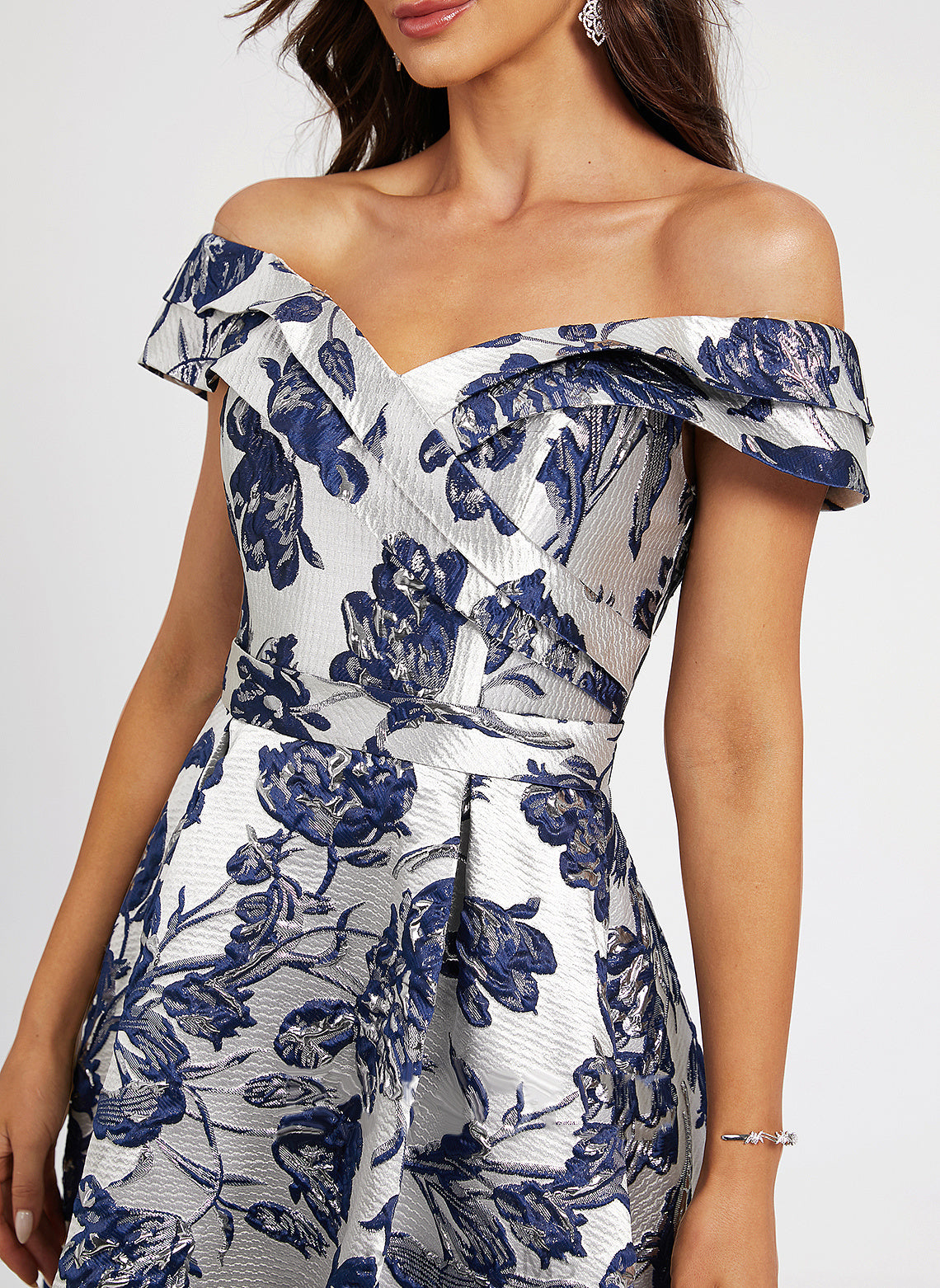 Asymmetrical Satin With Dress A-Line Flower(s) Off-the-Shoulder Lilah Cocktail Cocktail Dresses