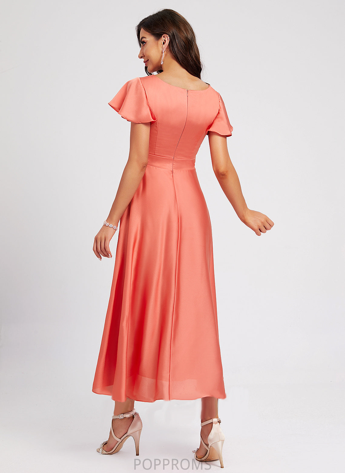 Polyester With Cocktail Dresses Pleated A-Line Asymmetrical Cocktail Luz Dress Neck Scoop