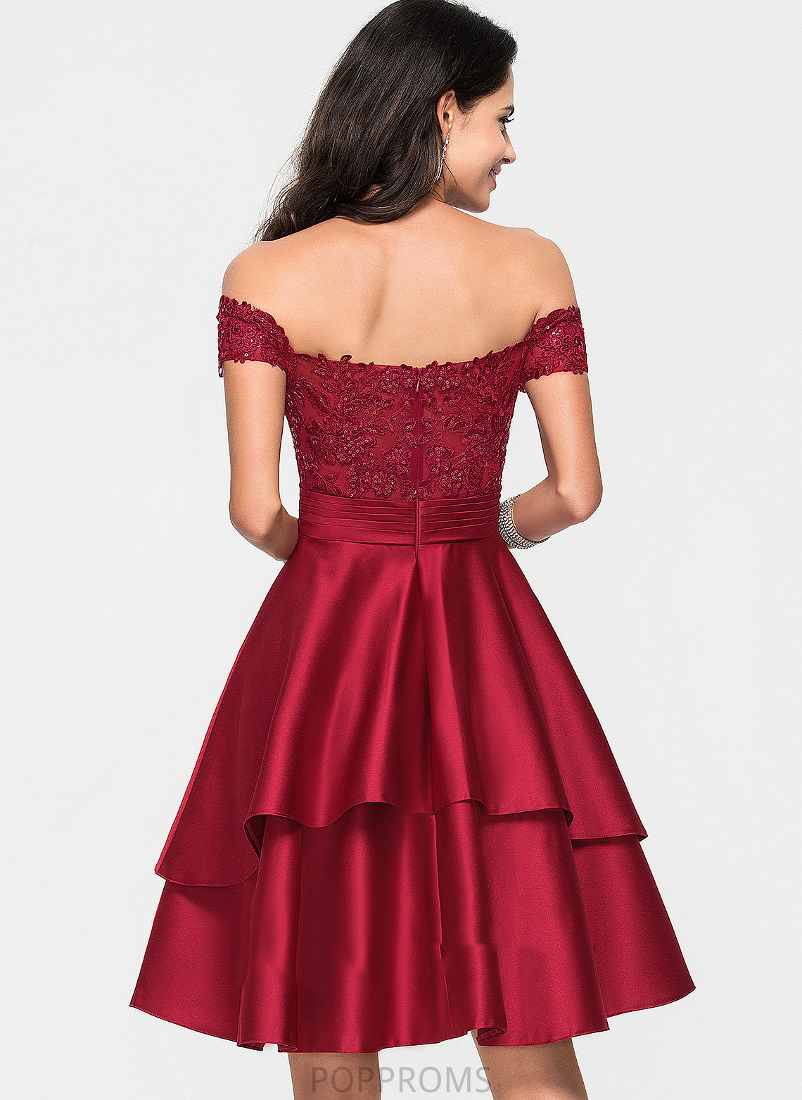 Off-the-Shoulder Homecoming Ryann Satin Sequins Lace With Homecoming Dresses Dress A-Line Knee-Length