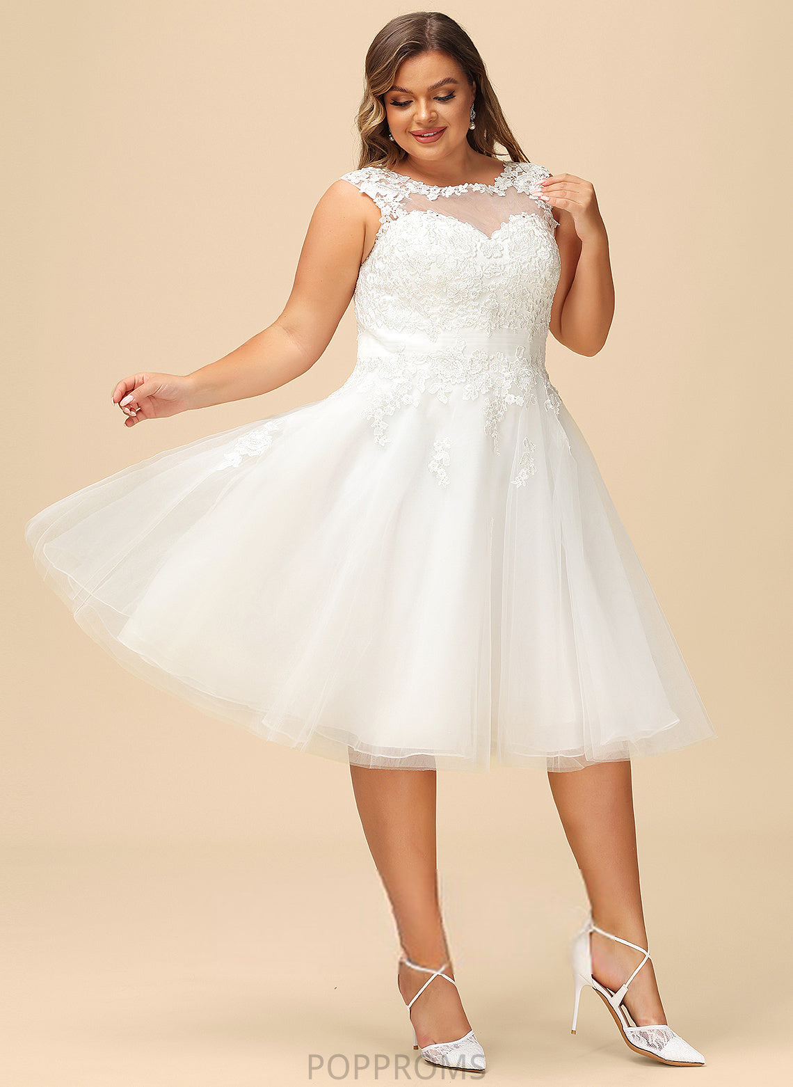 Madeleine Dress Illusion Tulle Wedding Wedding Dresses A-Line With Asymmetrical Lace Ruffle