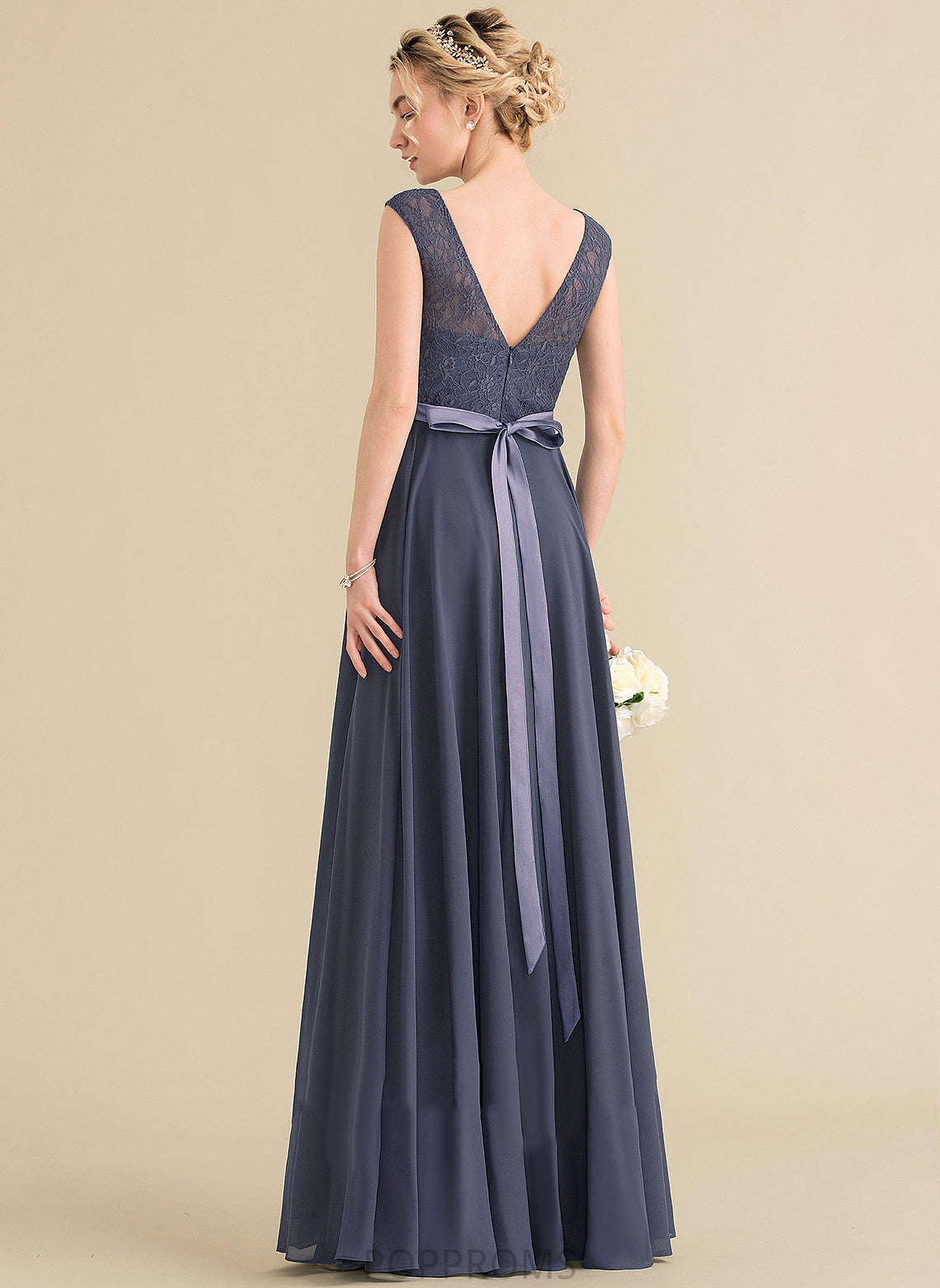 Floor-Length Embellishment Neckline Bow(s) Fabric Length A-Line ScoopNeck Silhouette Gemma One Shoulder A-Line/Princess Bridesmaid Dresses