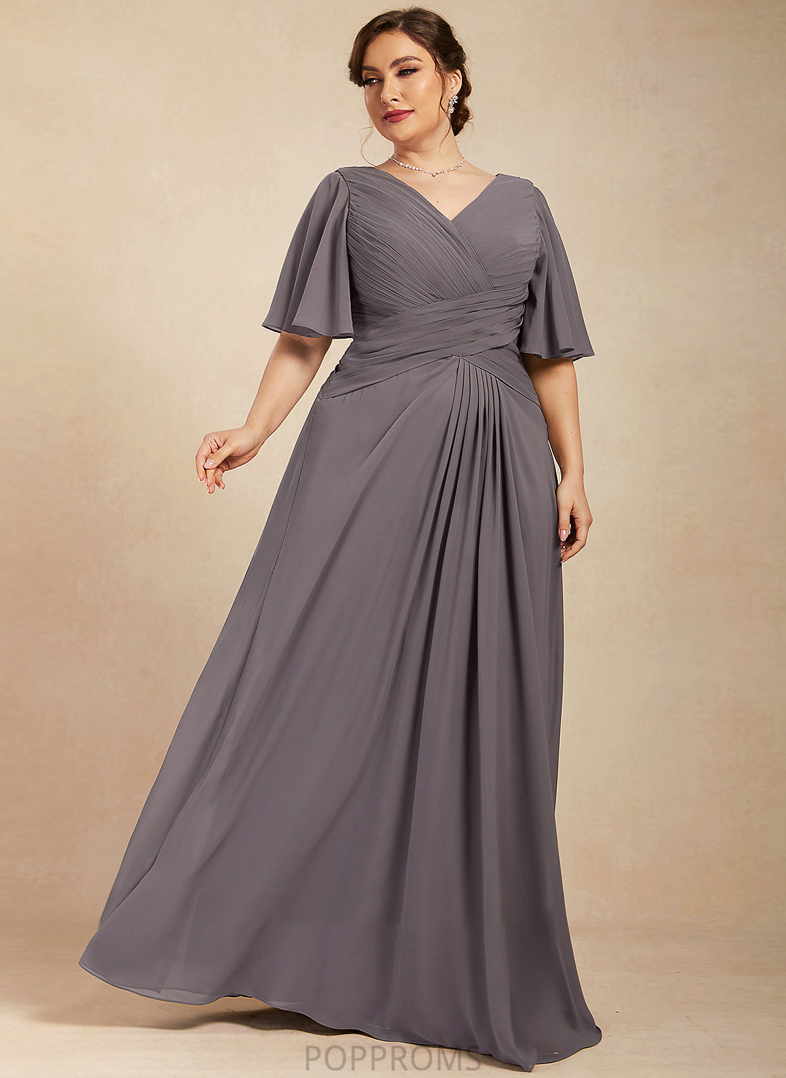 Mother Dress Floor-Length Alayna Mother of the Bride Dresses Bride With Chiffon Ruffle A-Line the of V-neck