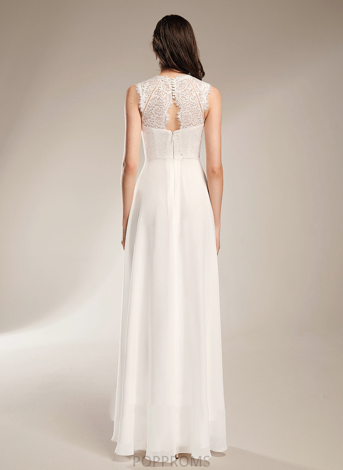 Wedding Scoop Cecilia Neck Floor-Length Dress With Lace Chiffon Wedding Dresses A-Line