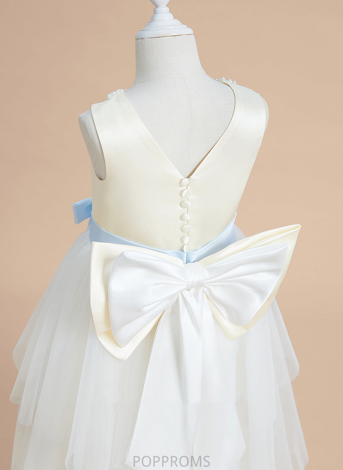 Flower Girl Dresses Flower Dress A-Line Satin/Tulle Neck Tea-length - With Sleeveless Scoop Jimena Girl Sash/Beading/Bow(s)