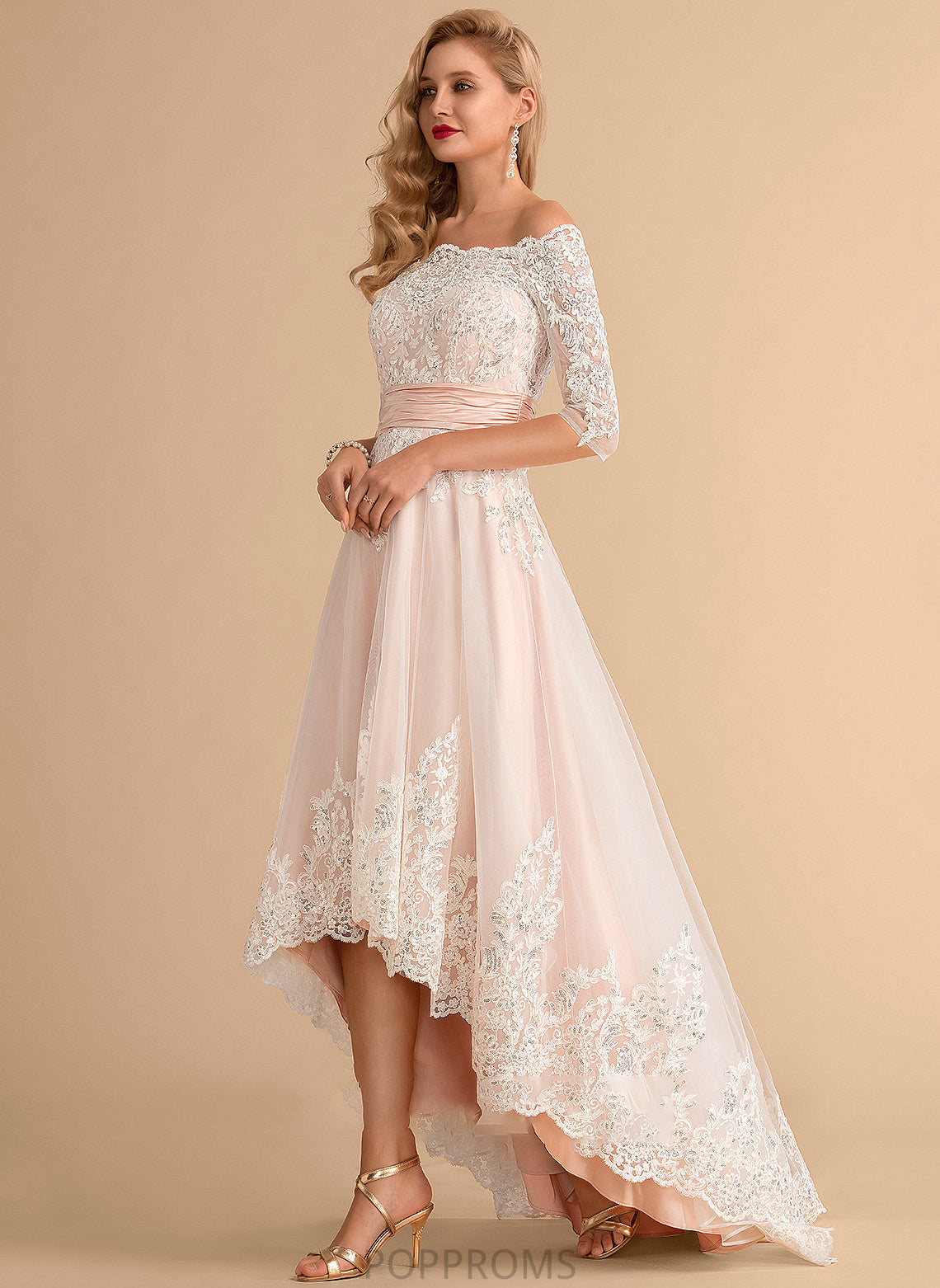 Wedding With Tulle Satin Lyric Lace Sequins A-Line Asymmetrical Dress Wedding Dresses