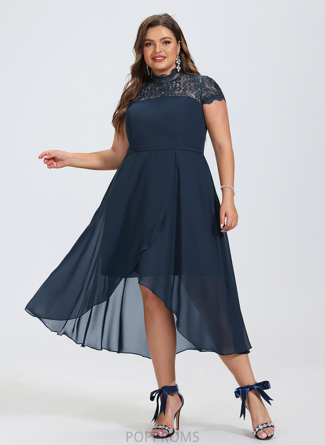 Cocktail A-Line Cocktail Dresses High Neck Asymmetrical Anna Dress Chiffon