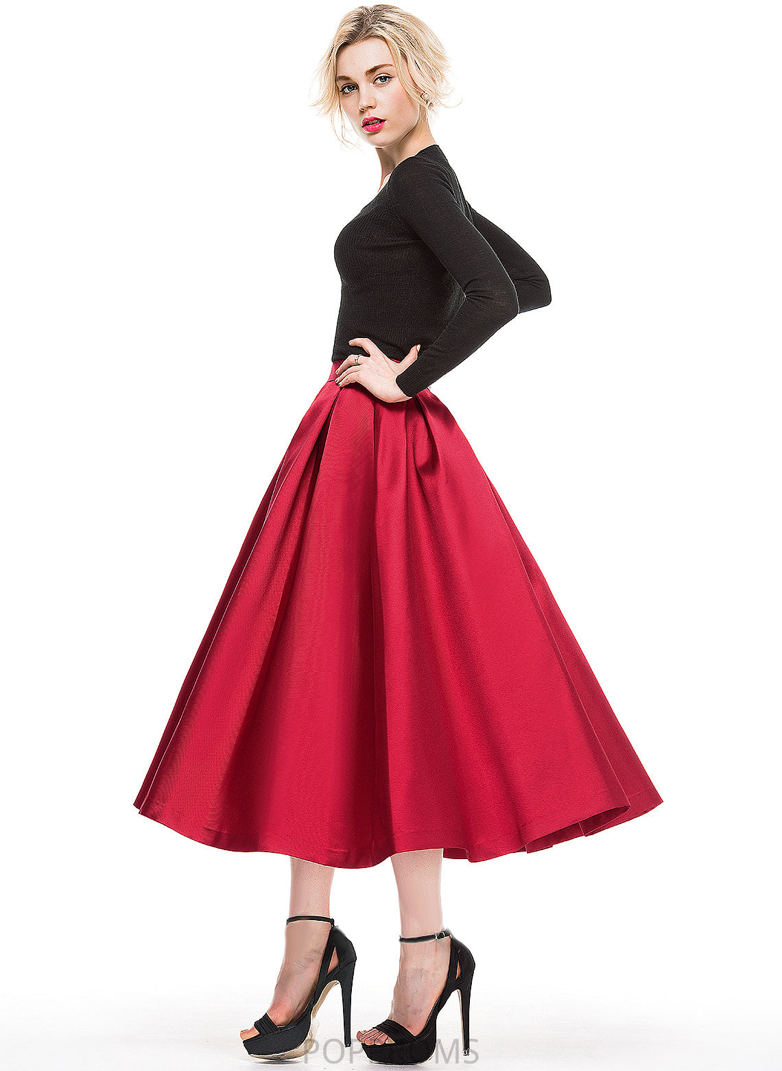 Cocktail Satin A-Line/Princess Tea-Length Maleah Cocktail Dresses Skirt