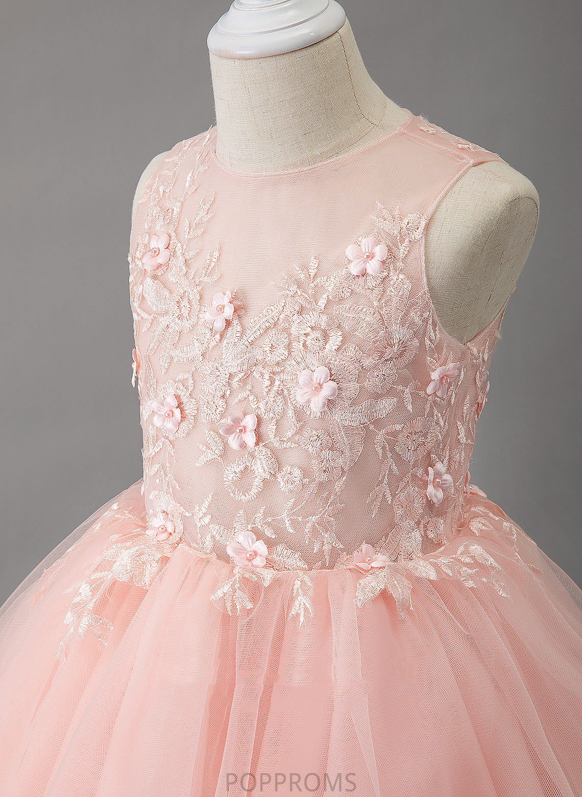 Girl Sleeveless Scoop With Tulle/Lace Ball-Gown/Princess Neck Mylie Dress Flower Girl Dresses Knee-length Lace/Beading - Flower