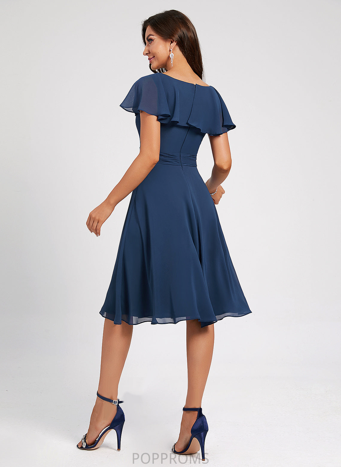 Dress A-Line Cocktail Dresses Kaleigh Scoop Ruffle Neck Cocktail Knee-Length With Chiffon Pleated