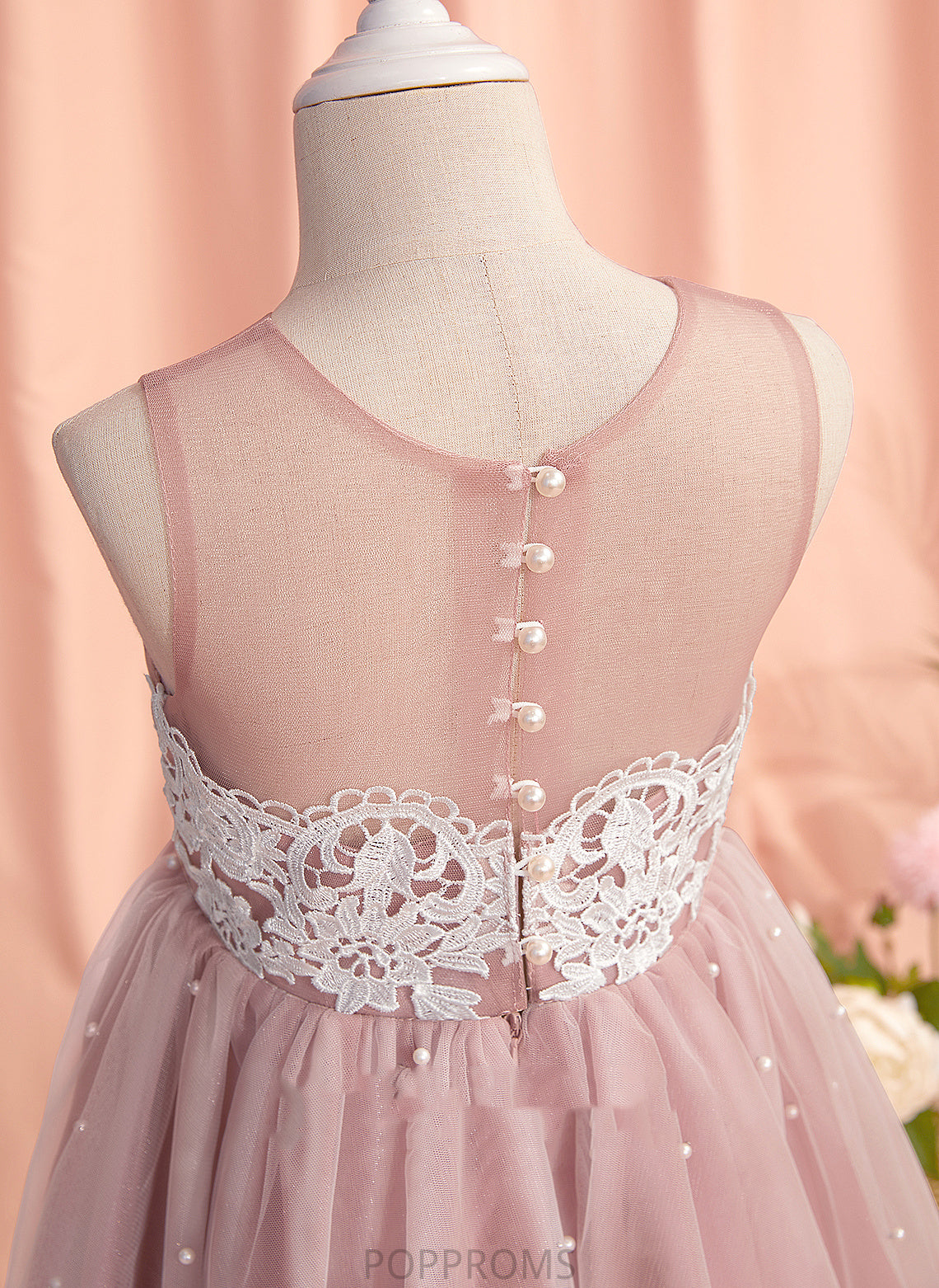 With Neck A-Line Flower Girl Dresses Sleeveless Scoop Lace/Beading Amani Flower Tulle Knee-length Girl - Dress