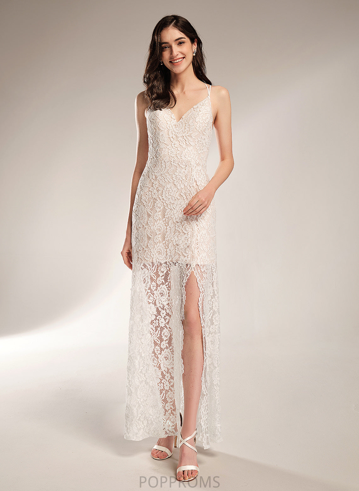 V-neck Wedding Dresses Dress Sheath/Column Marcie Lace Wedding Floor-Length