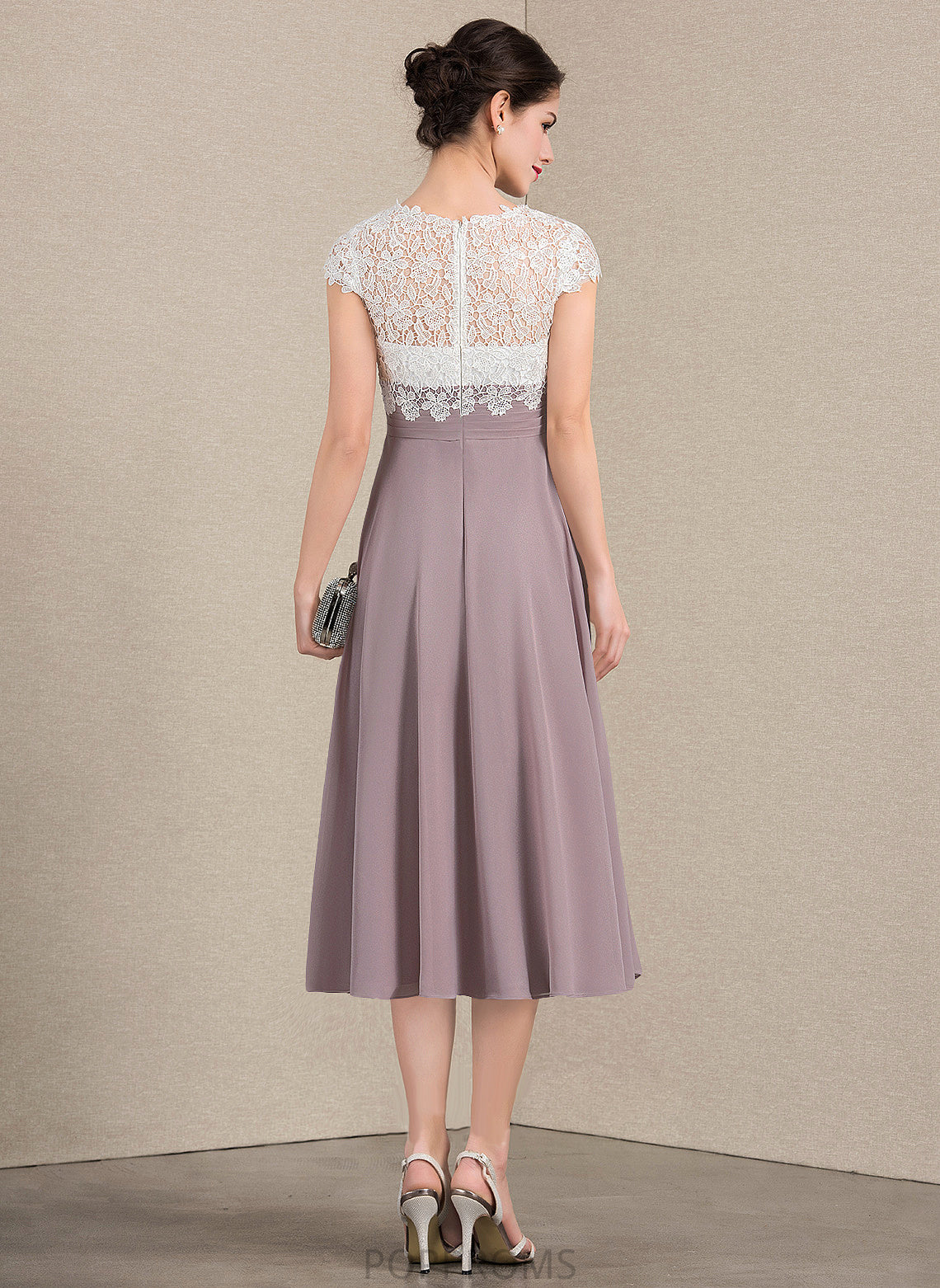 the of Chiffon Dress Mother Bride V-neck Mother of the Bride Dresses Mariela Lace Tea-Length A-Line