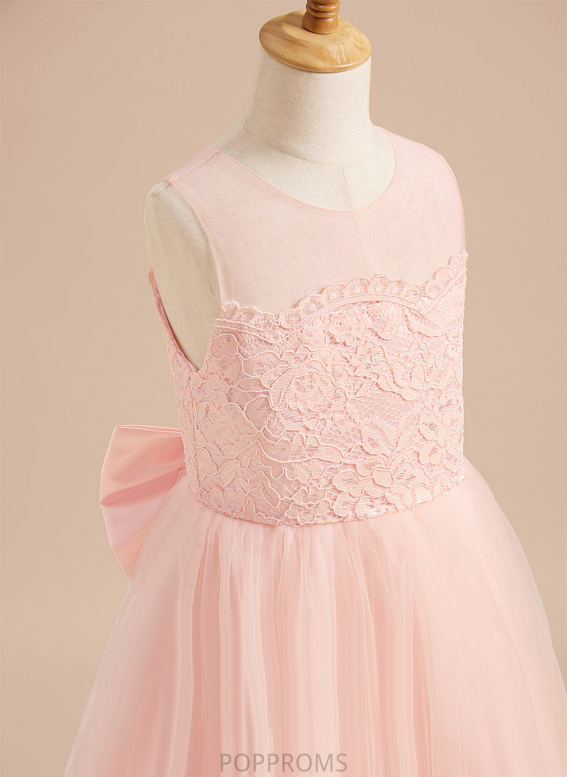 Floor-length Clare Scoop With Girl Flower Neck - Dress Lace/Bow(s) Flower Girl Dresses A-Line Sleeveless Tulle