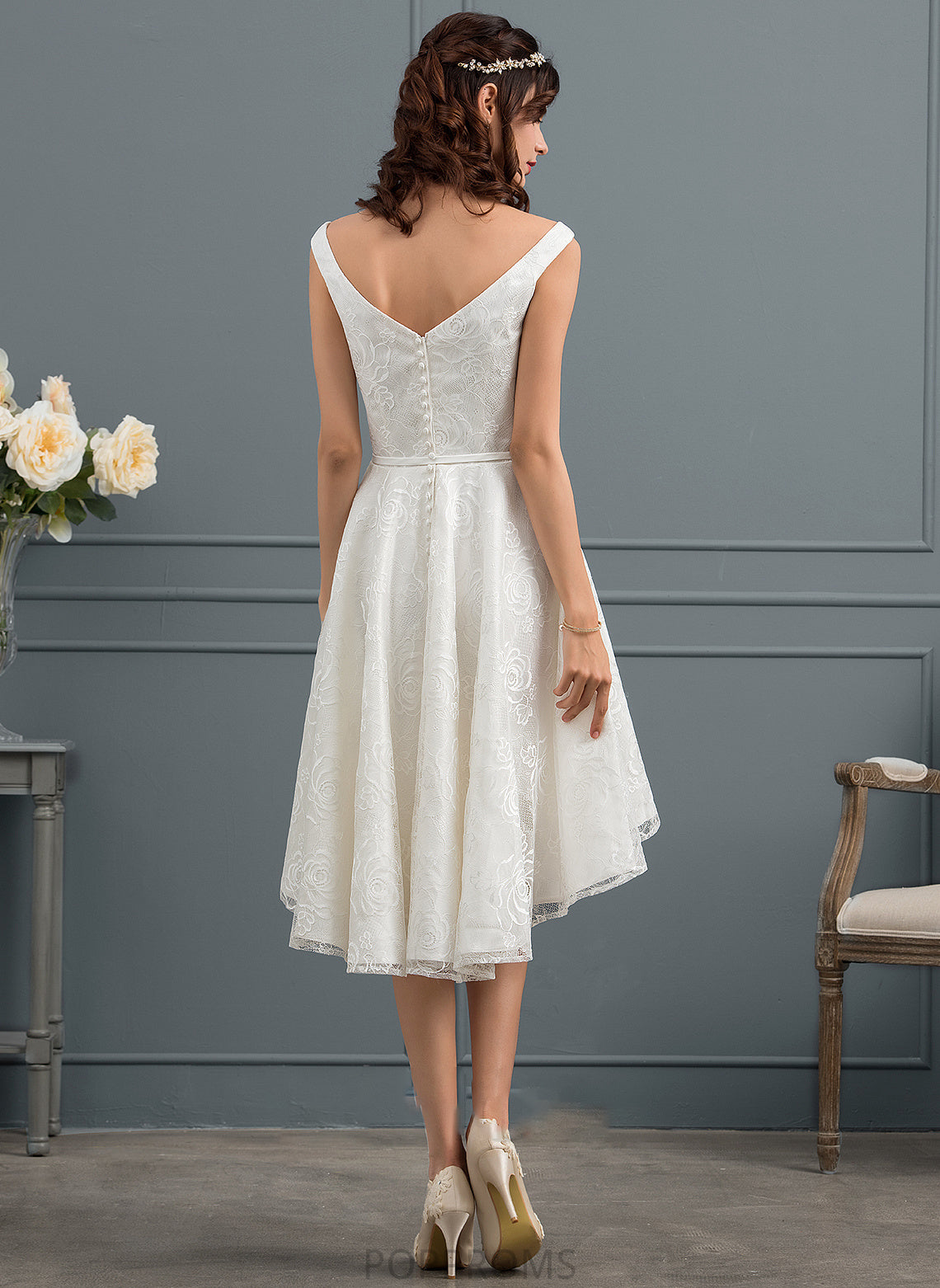 Dress Asymmetrical Lace Wedding Dresses Sherry Bow(s) A-Line With Wedding