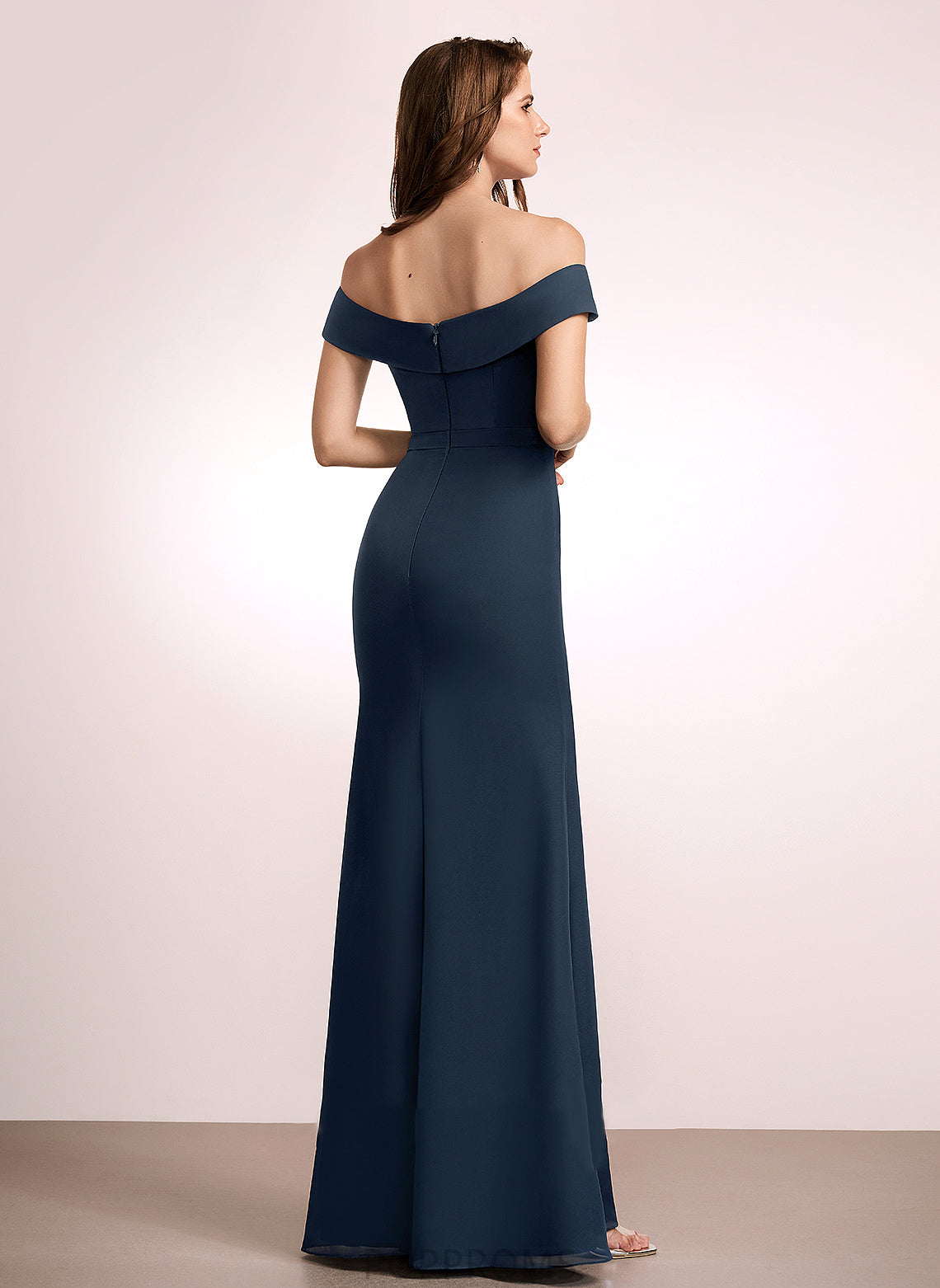 Floor-Length Silhouette Embellishment Length Off-the-Shoulder A-Line Ruffle Neckline Fabric Stephany Floor Length A-Line/Princess Bridesmaid Dresses