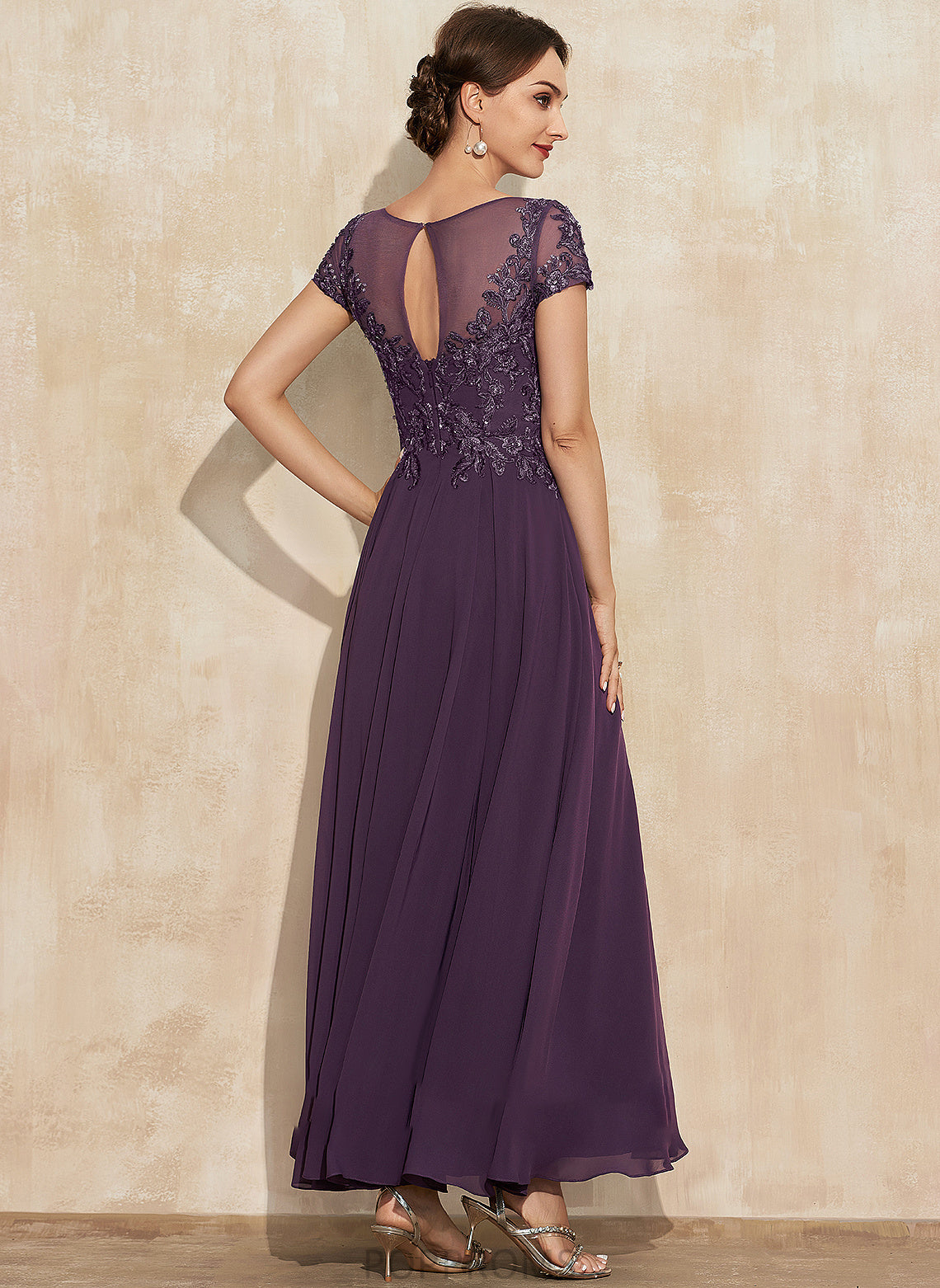 A-Line the Scoop Sequins Neck Lace Mother Ankle-Length Bride With Mother of the Bride Dresses Chiffon of Dress Hayden