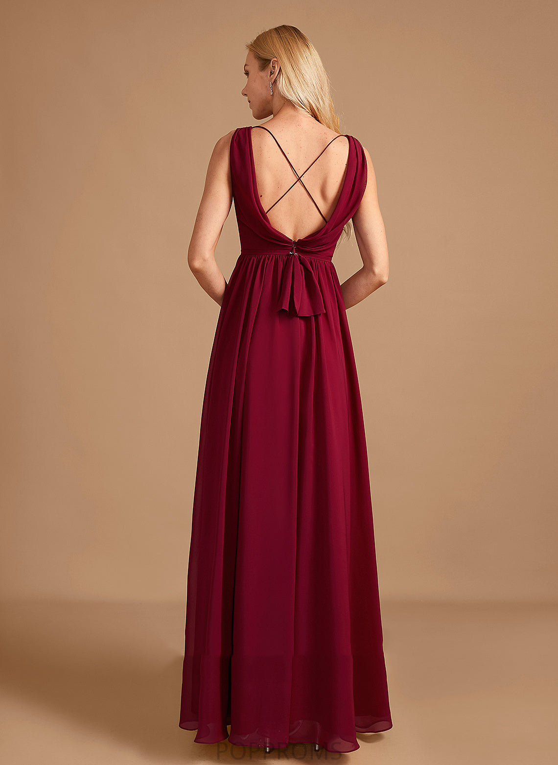 Neckline Embellishment Length Floor-Length A-Line HighNeck Fabric Silhouette Bow(s) Marcie V-Neck Floor Length Bridesmaid Dresses