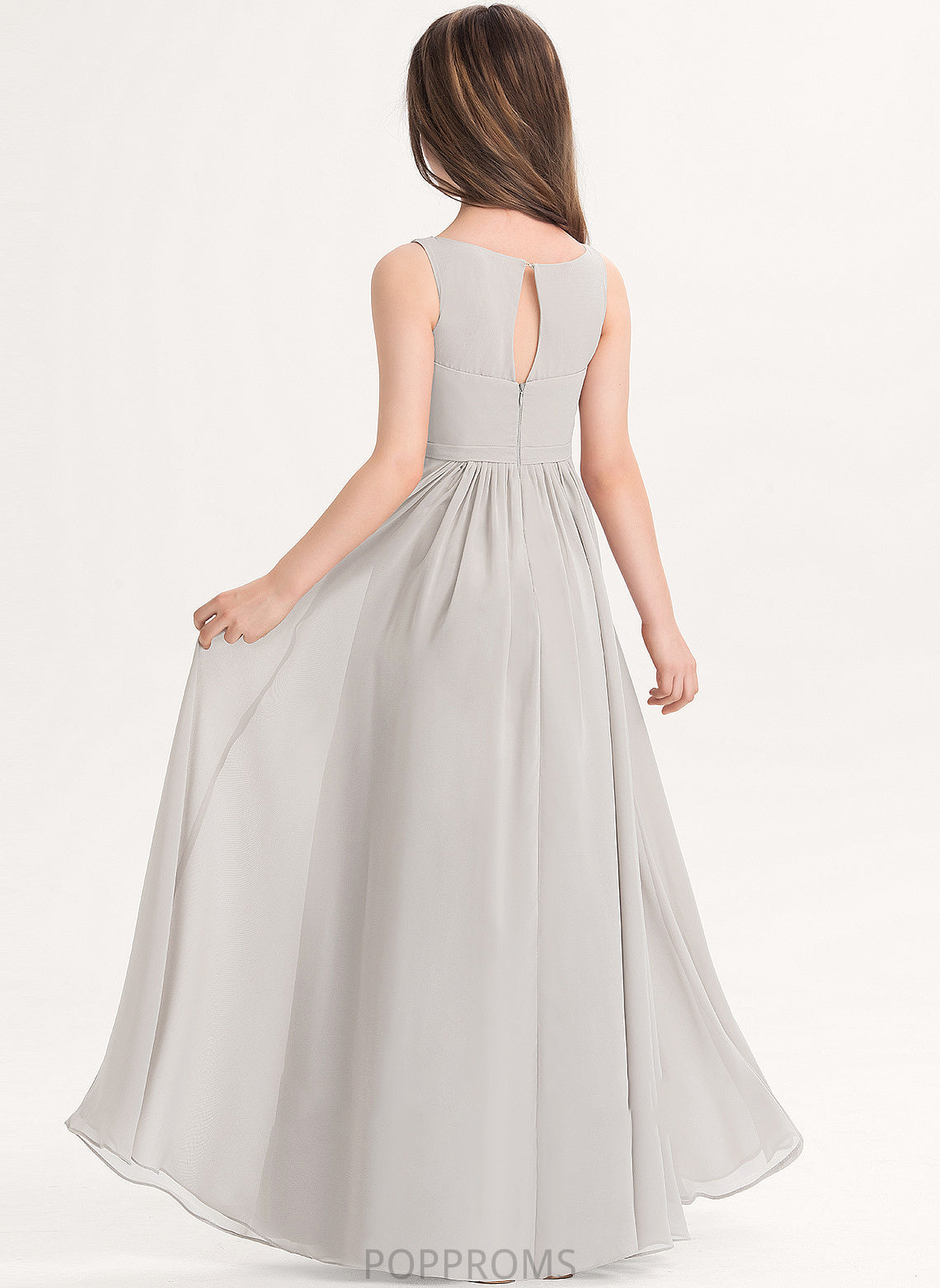 With V-neck Chiffon Lilith A-Line Floor-Length Pockets Junior Bridesmaid Dresses