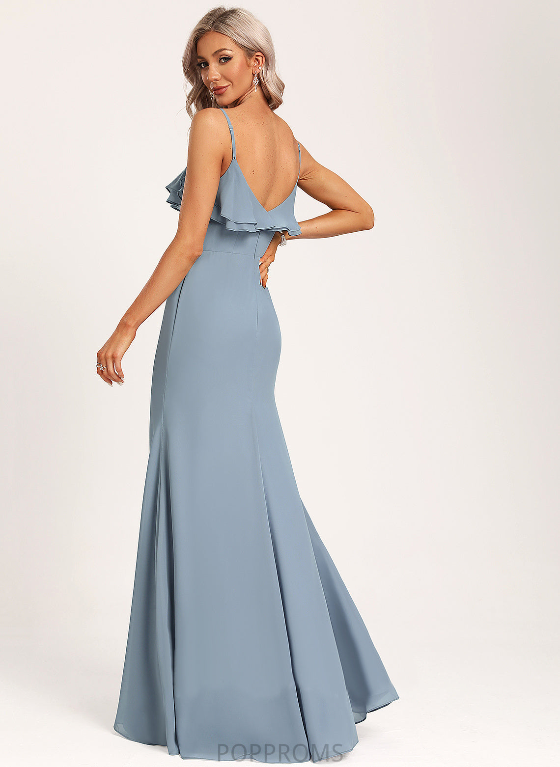 V-neck Embellishment Fabric A-Line Silhouette Ruffle Neckline Length Floor-Length Erika Bridesmaid Dresses