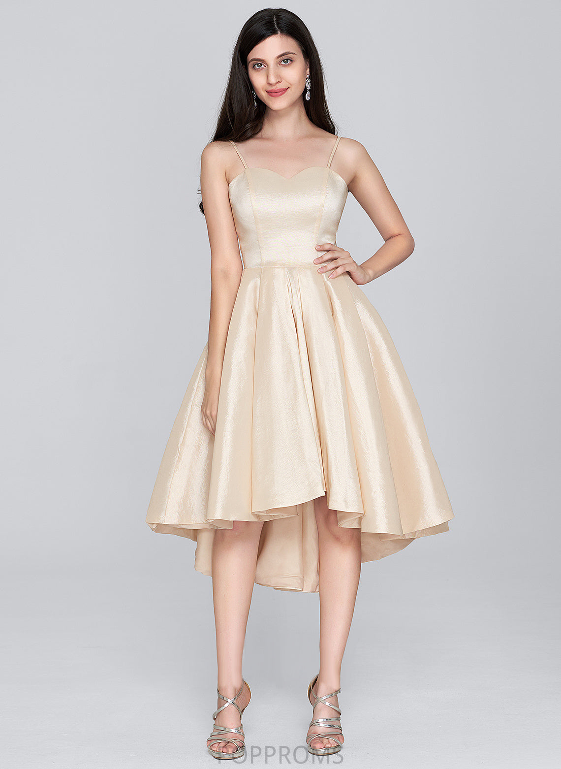 Lace Neck A-Line Homecoming Dresses Asymmetrical Scoop Taffeta Homecoming Dress Isabella With