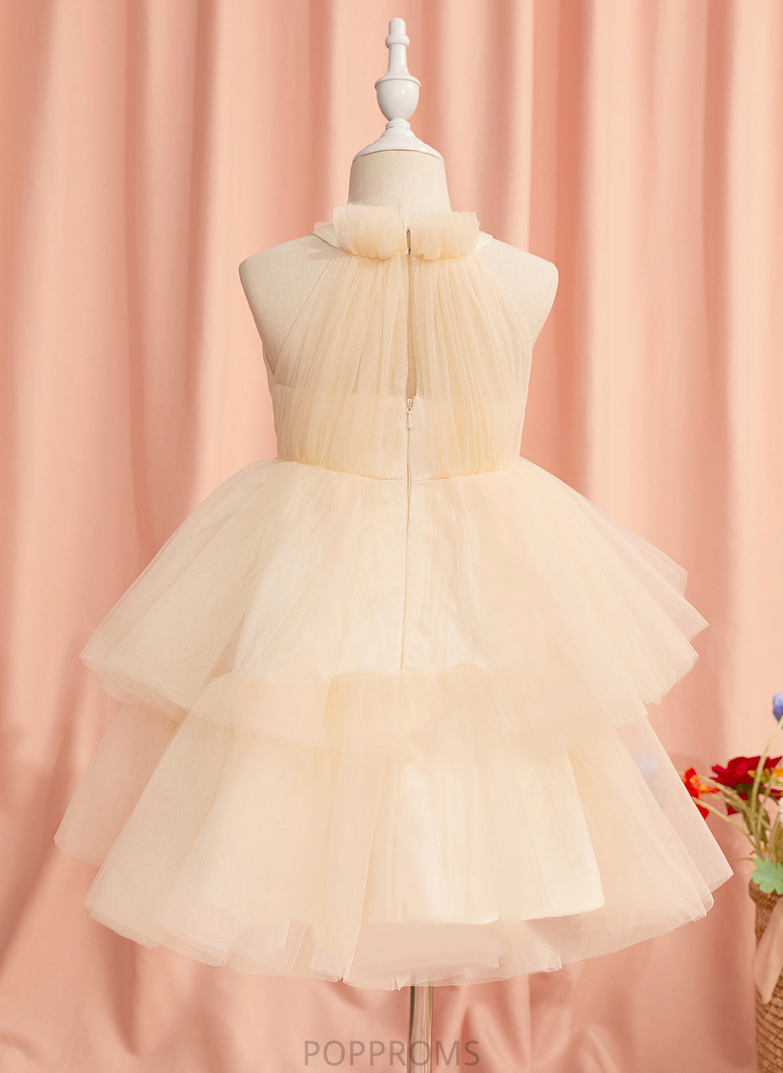 High Flower Girl Dresses With Girl Knee-length Dress Sleeveless - Rhinestone Neck Tulle Flower Ball-Gown/Princess Aaliyah