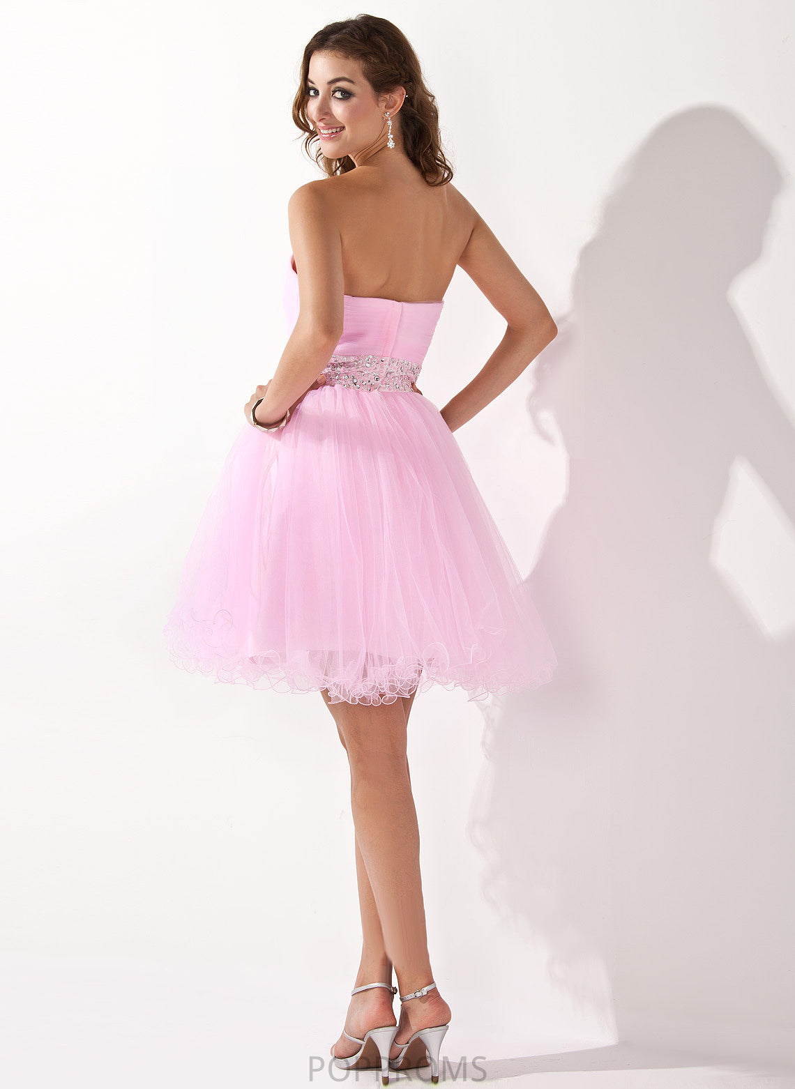 Gisselle A-Line/Princess With Sweetheart Tulle Beading Short/Mini Sequins Prom Dresses