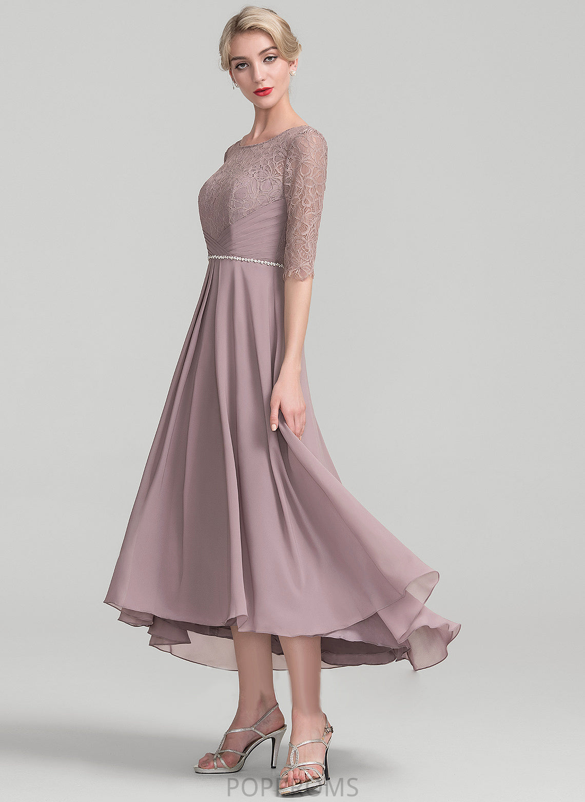 Mother With Dress the Chiffon Asymmetrical of Dana A-Line Lace Beading Mother of the Bride Dresses Bride Neck Scoop