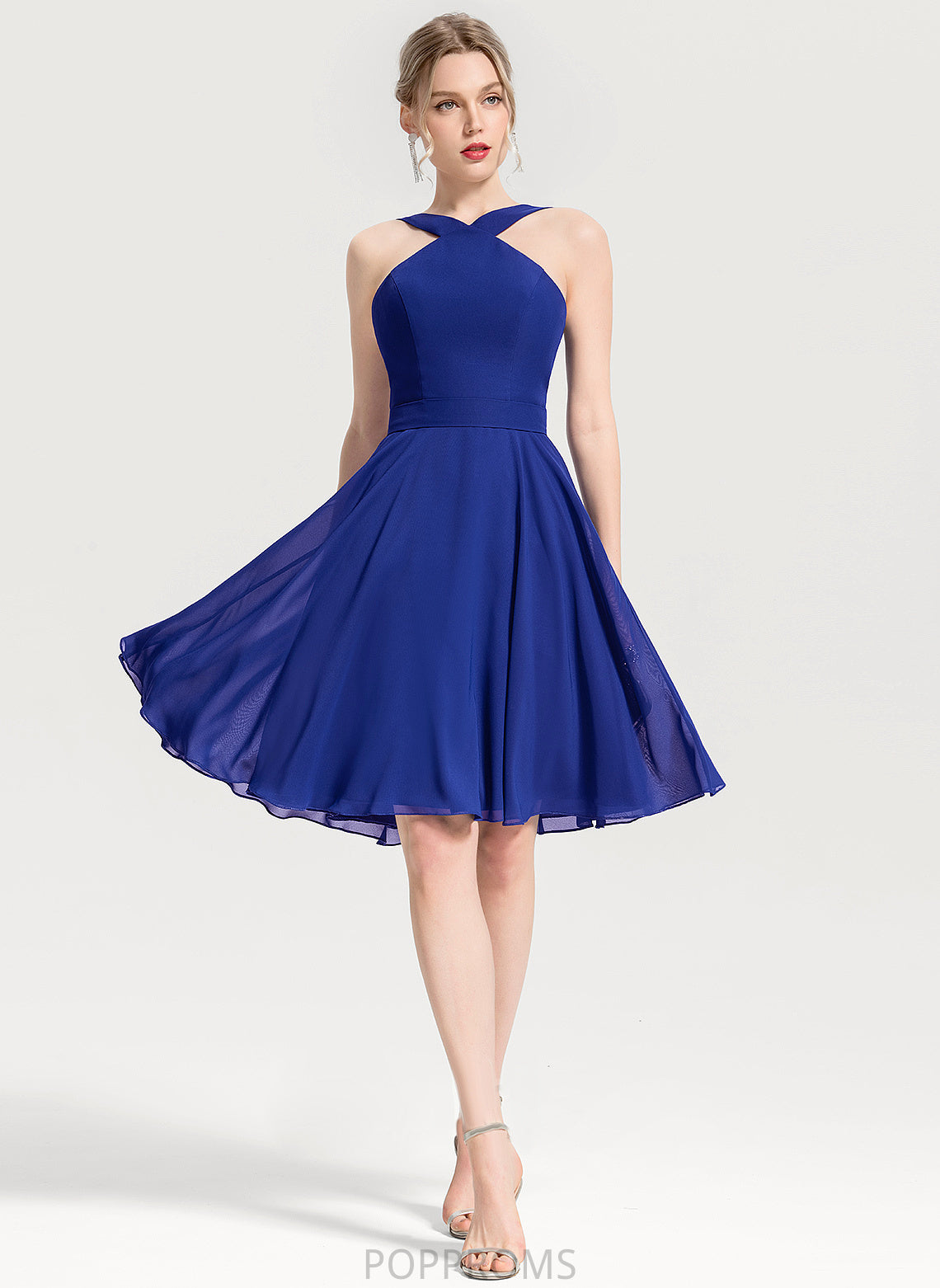 A-Line Chiffon Cocktail Dresses Knee-Length V-neck Dress Sharon Cocktail